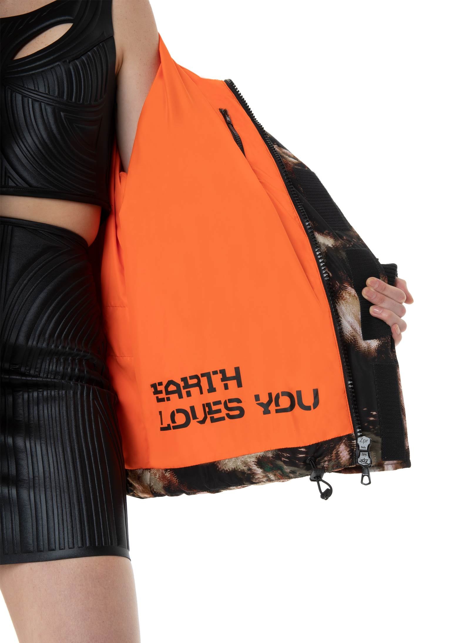 Galaxy Printed Kaki Puffer Jacket