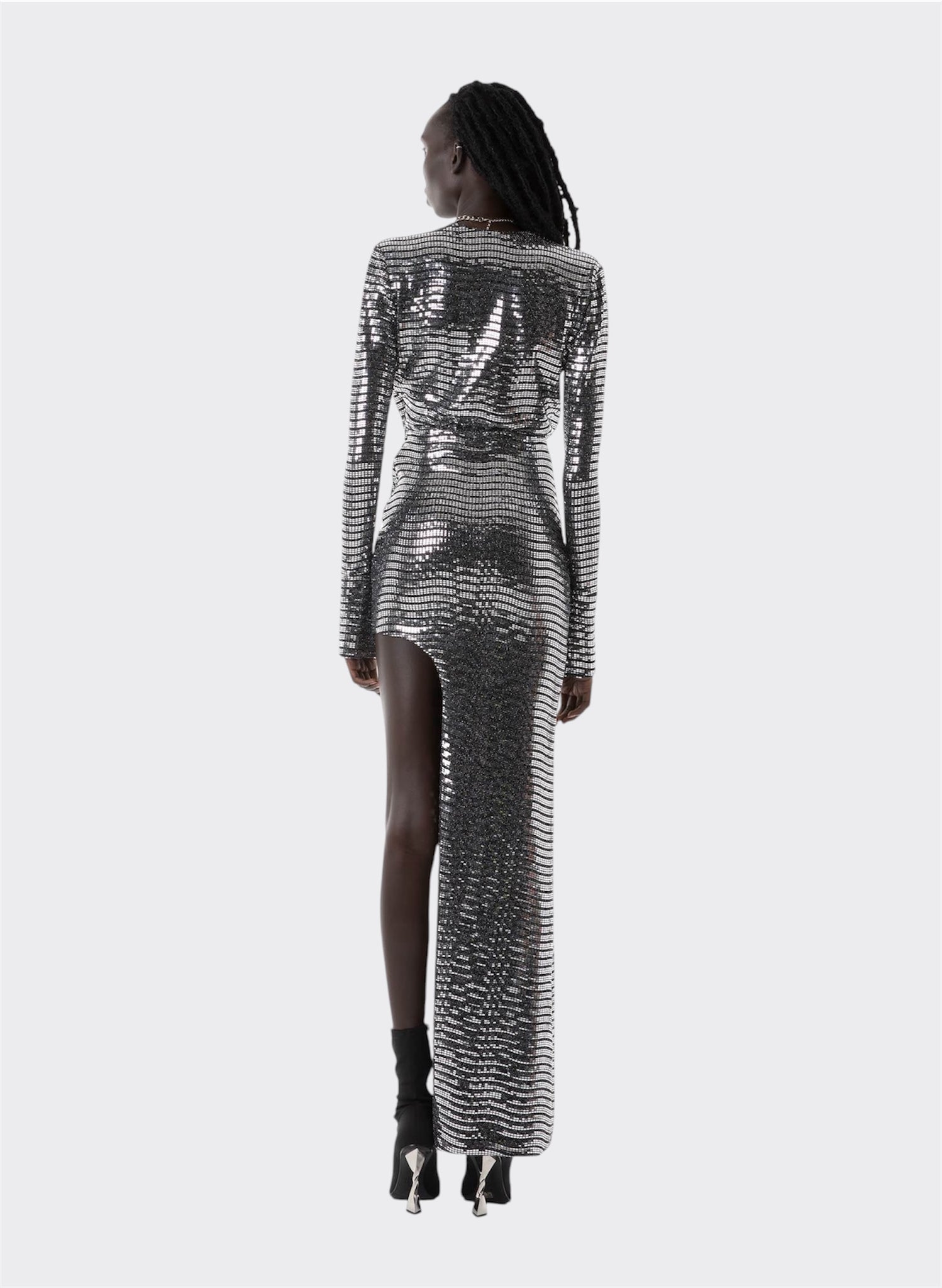 Silver Techno Paillettes Dress