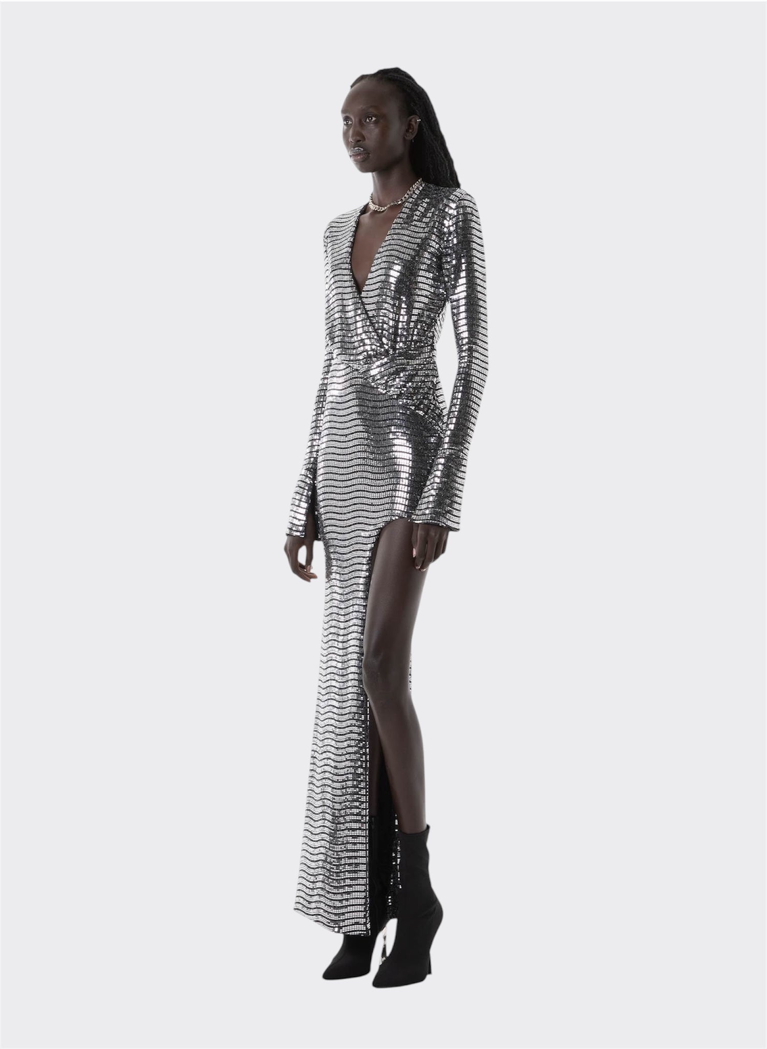 Silver Techno Paillettes Dress