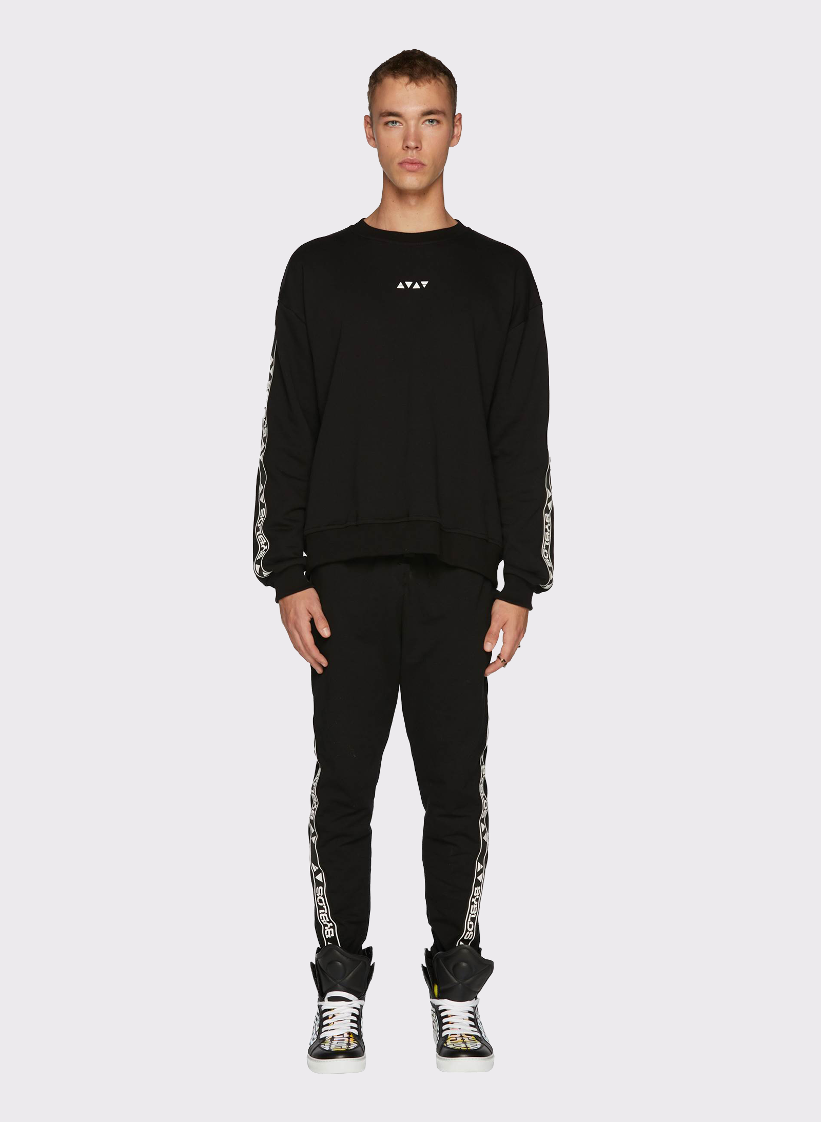 Byblos Logo Track Crewneck Jumper in black - back view