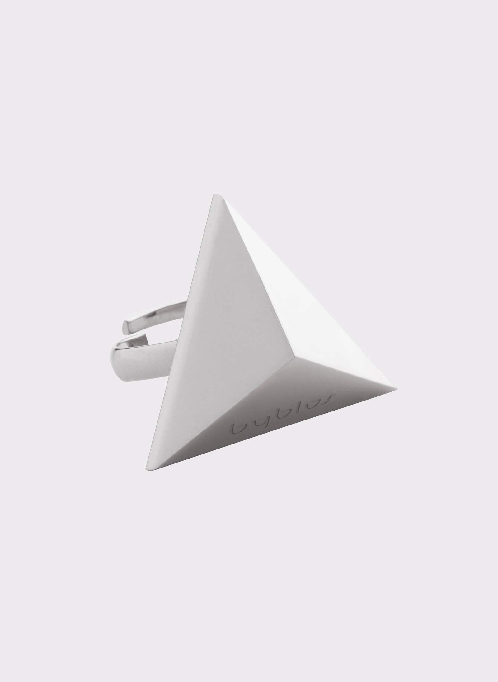 Byblos Maxi Triangle Ring in silver - front view