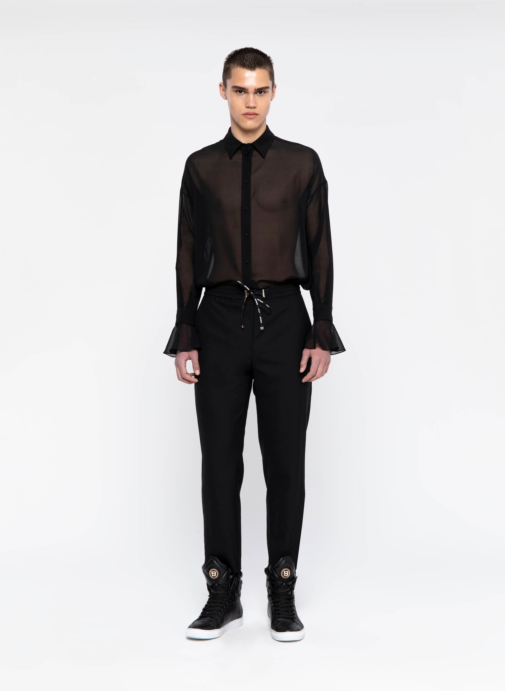 Black Silk Chiffon Shirt