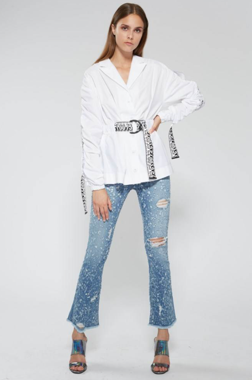 Camicia in popeline tecnico oversize