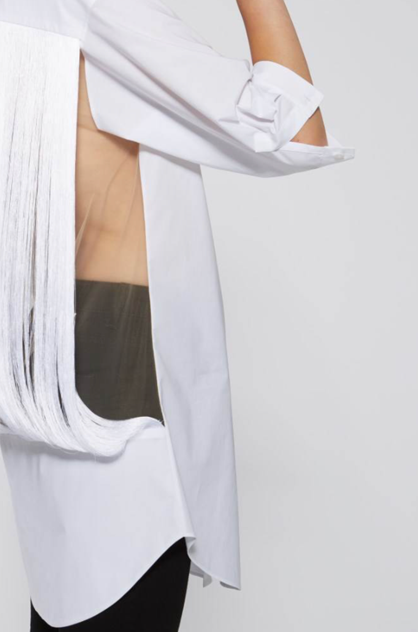 Technical Poplin Shirt with Fringe