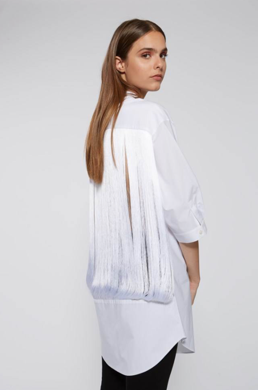 Technical Poplin Shirt with Fringe
