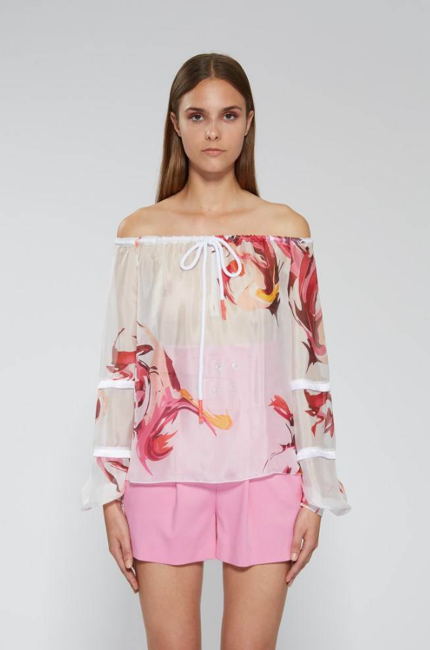 Camicia in seta macrofluida