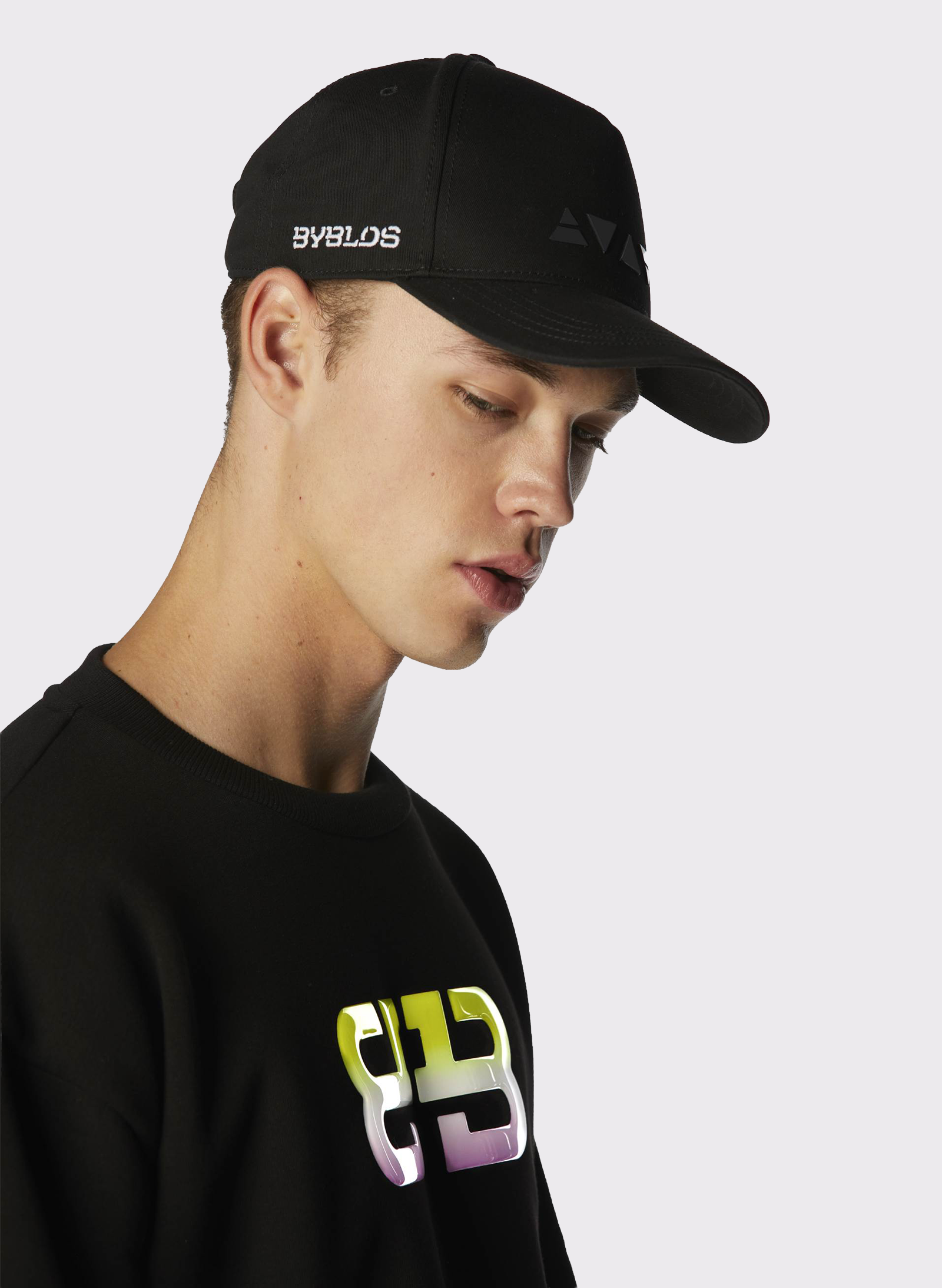 Byblos Monogram Crop Jumper in black - side view