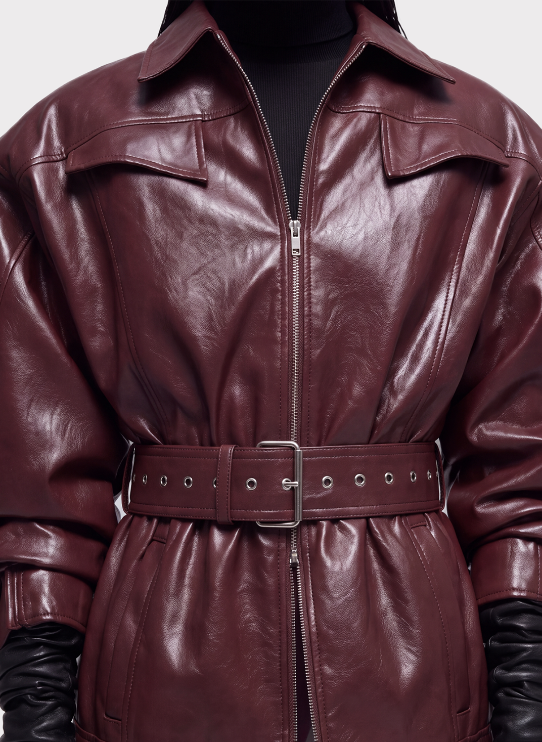 Belted Eco-Leather Jacket