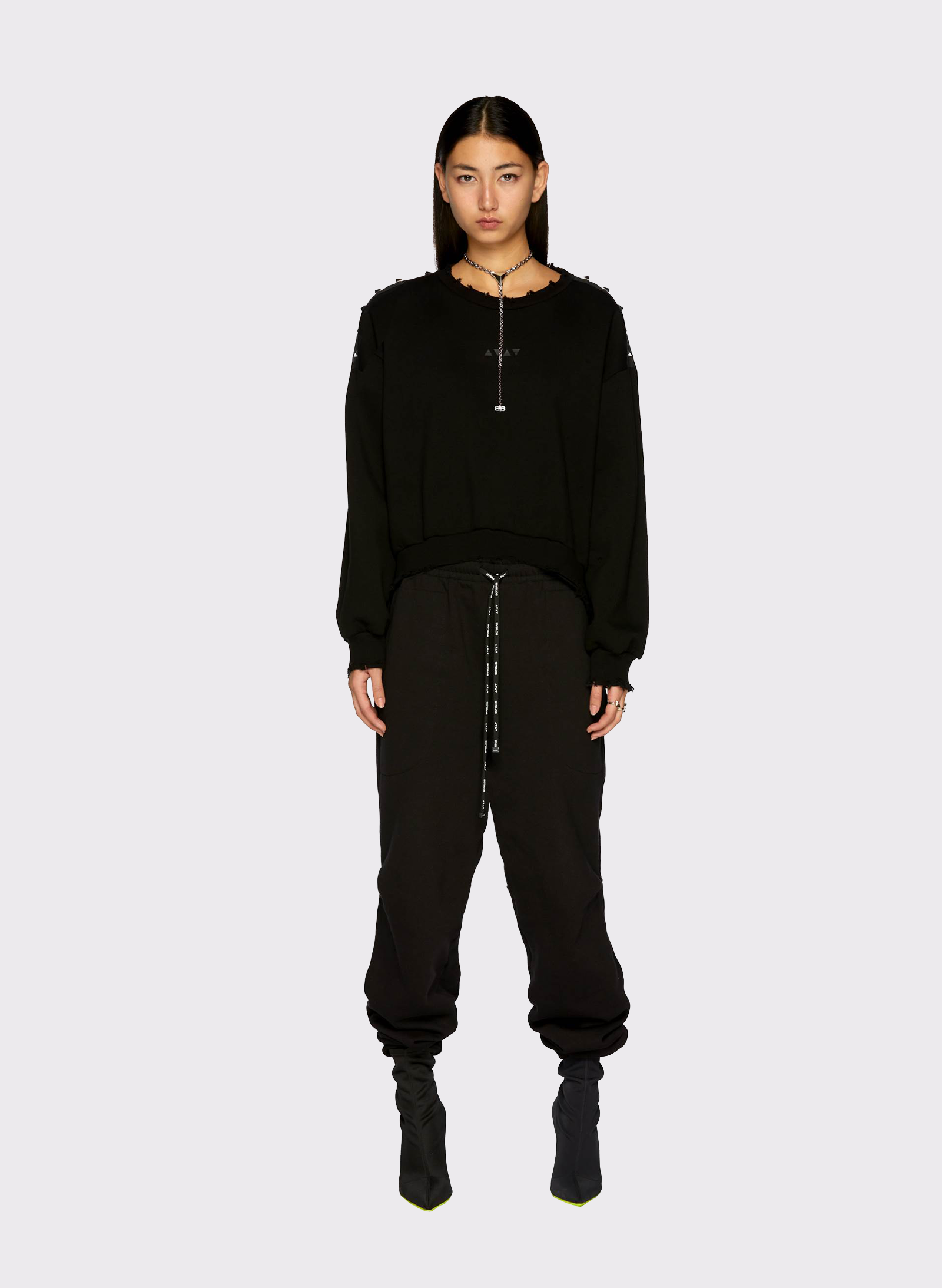 Byblos Studded Crewneck Jumper in black - back view