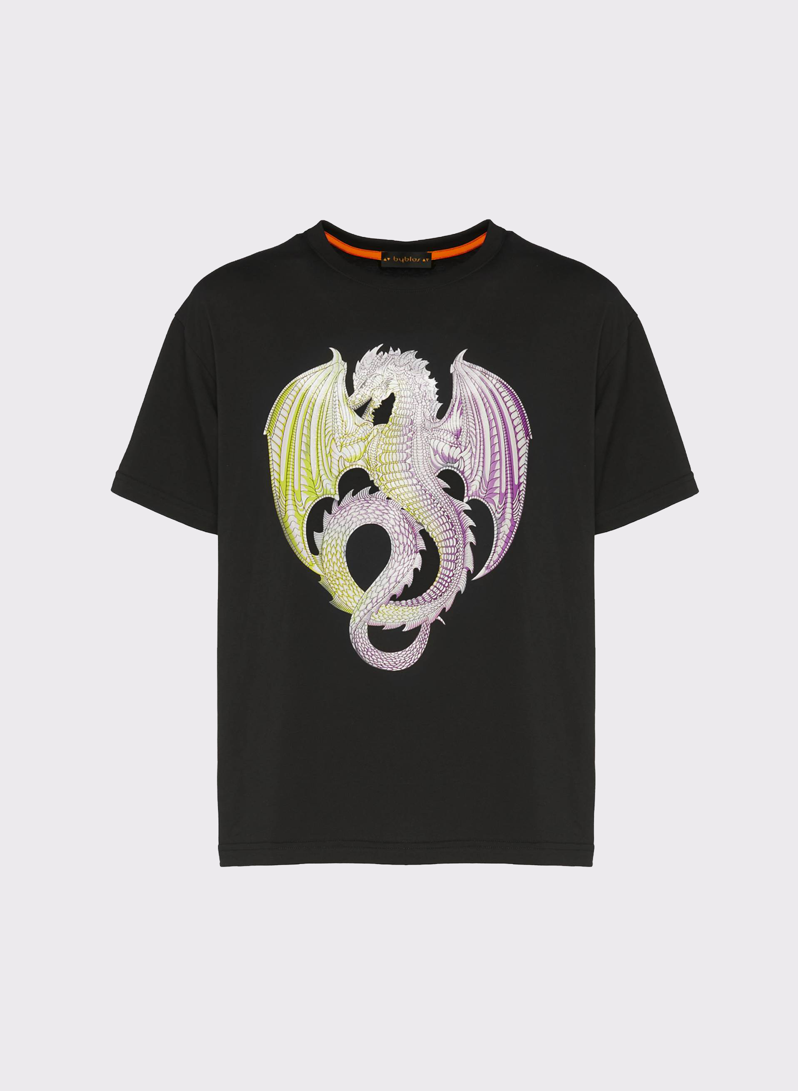 Cotton T-Shirt with Dragon Graphic Print