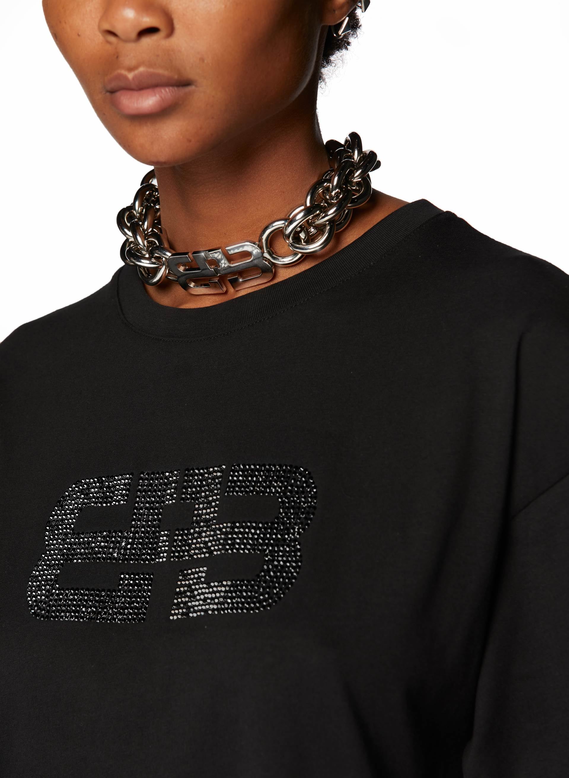 STRASS LOGO CROP JUMPER