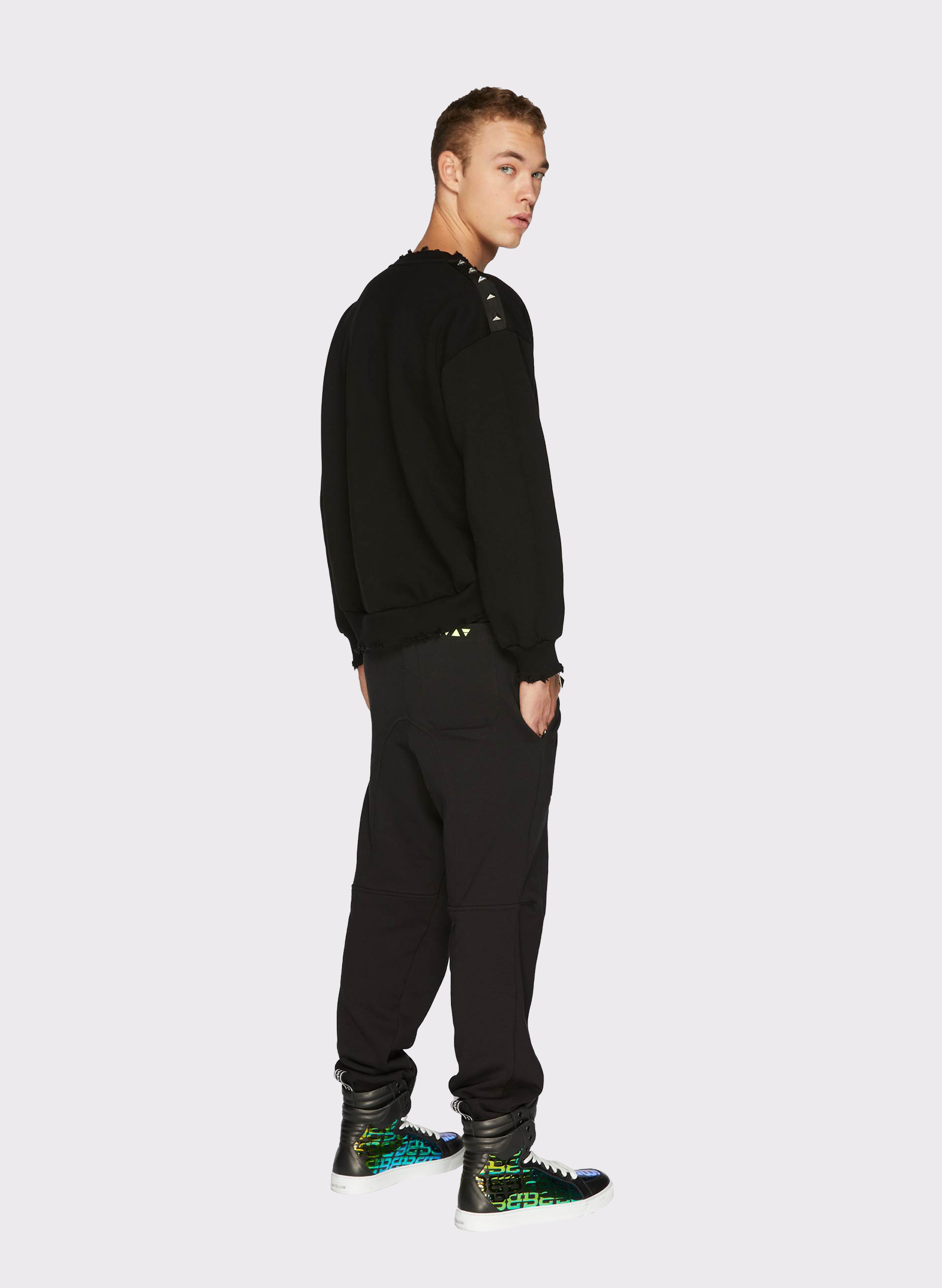 Byblos Studded Crewneck Jumper in black - side view