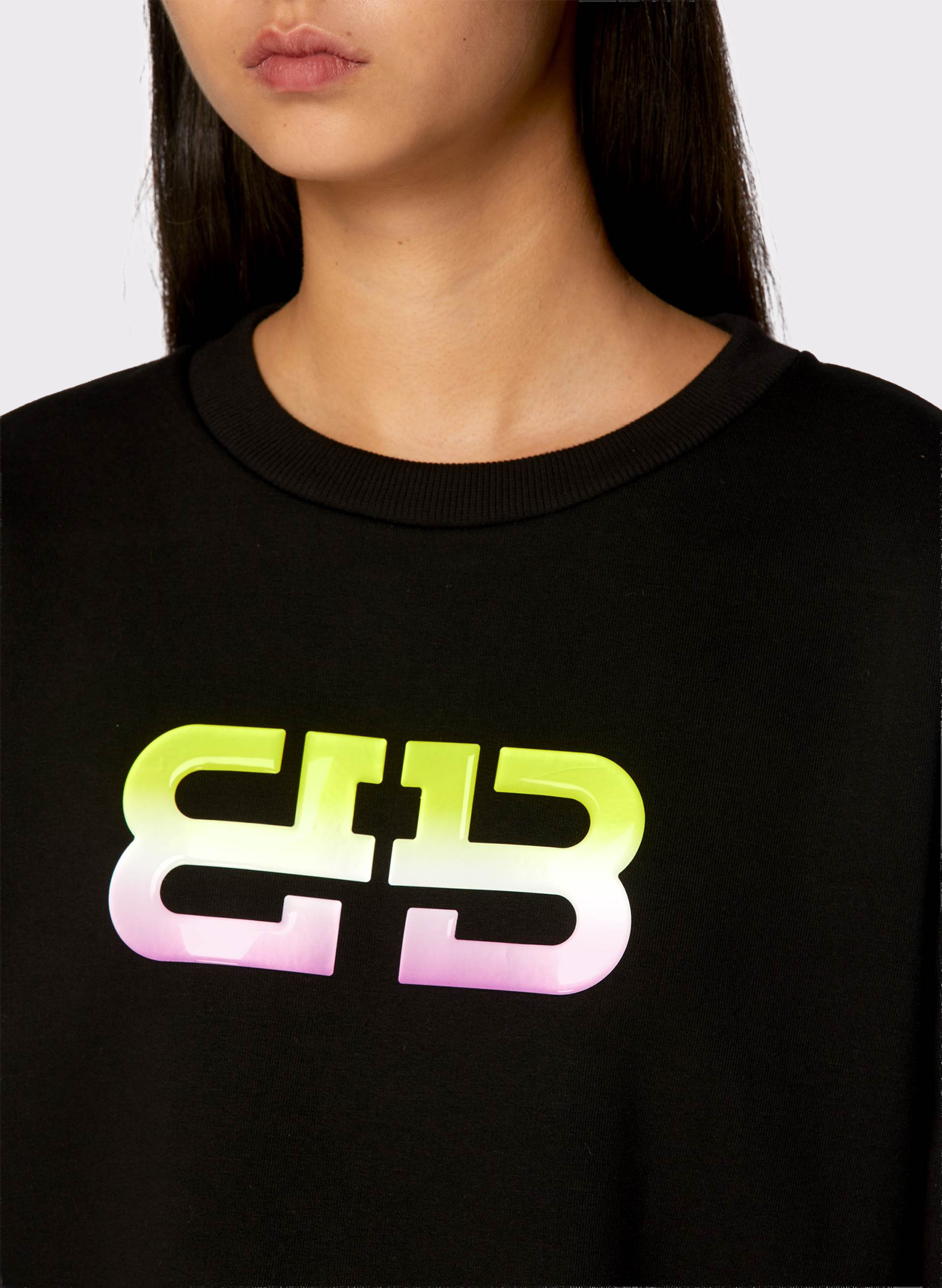 Byblos Monogram Crop Jumper in black - back view