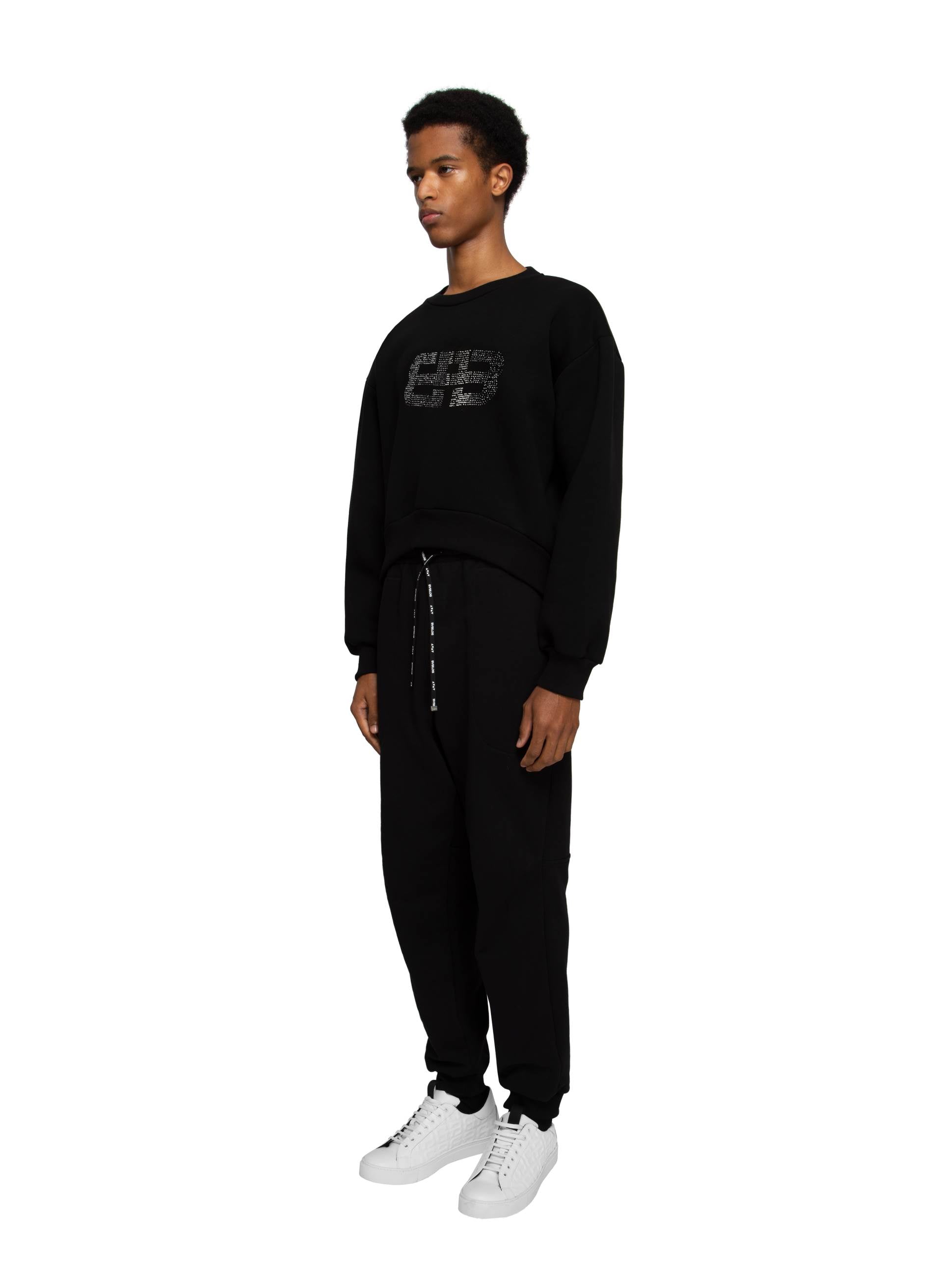 STRASS LOGO CROP JUMPER