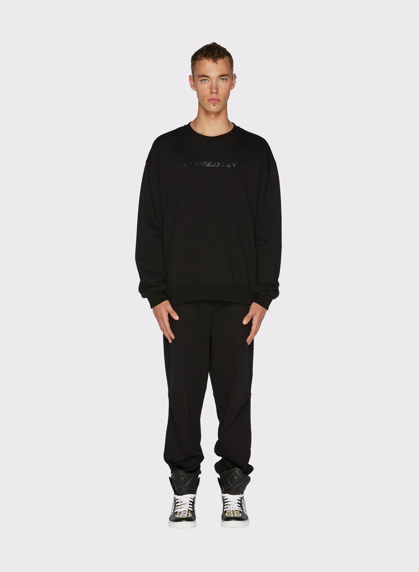 Byblos Crewneck Logo Jumper in black - front view