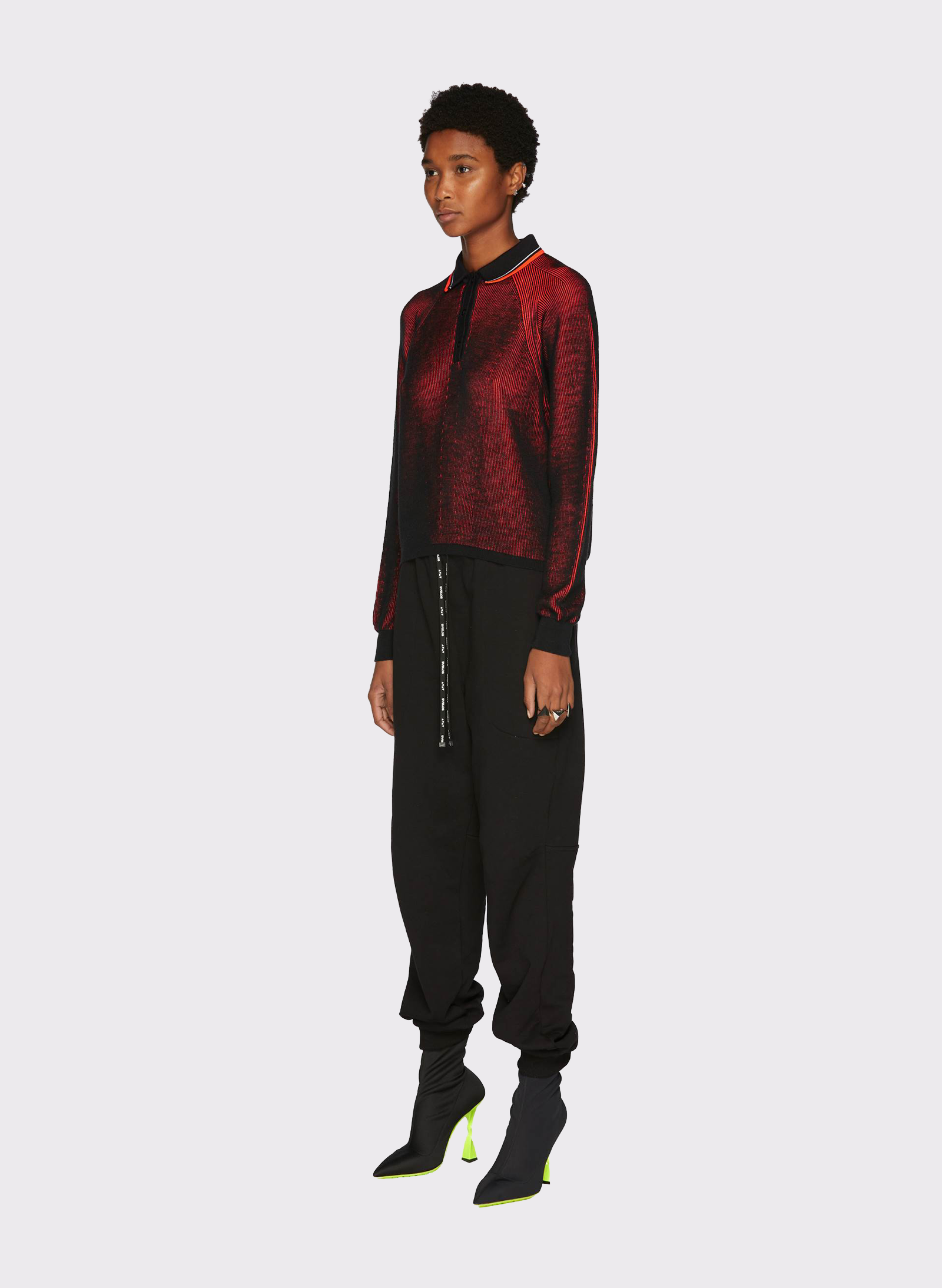 Byblos Knit Lines Maxi Polo in black - back view