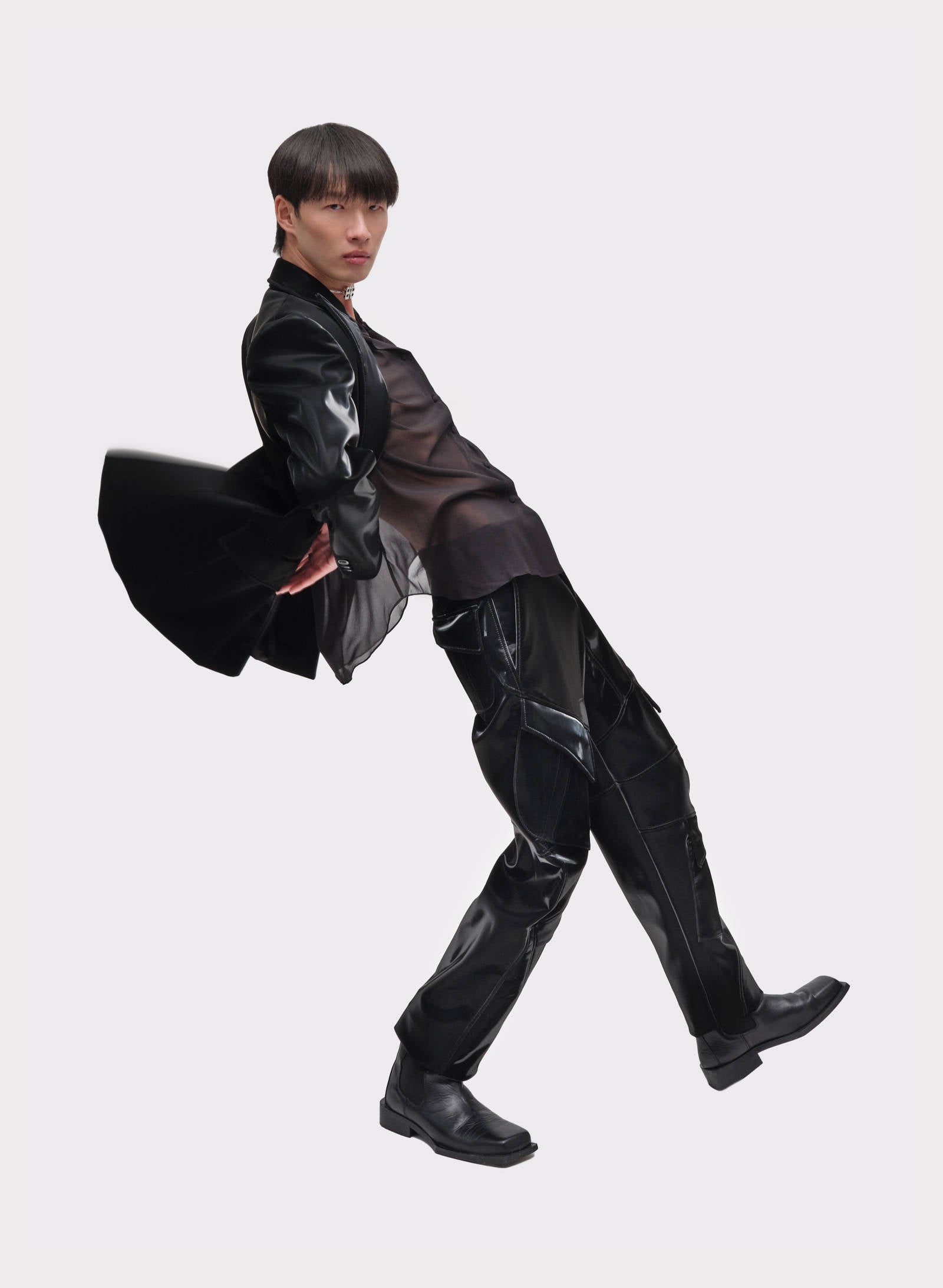 Reflective Single-Breasted Blazer