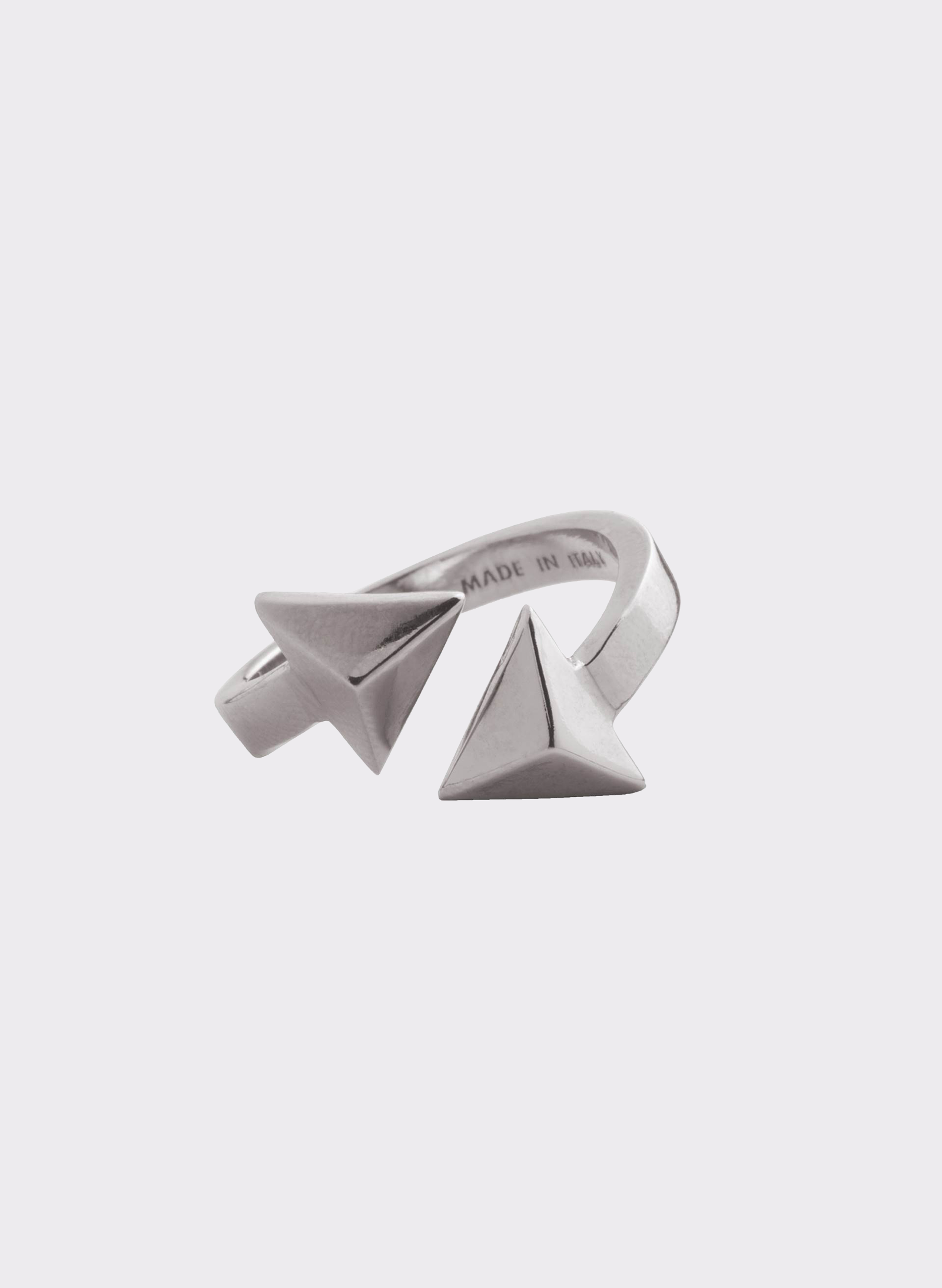 Byblos Triangles Open Band Ring in silver - front view