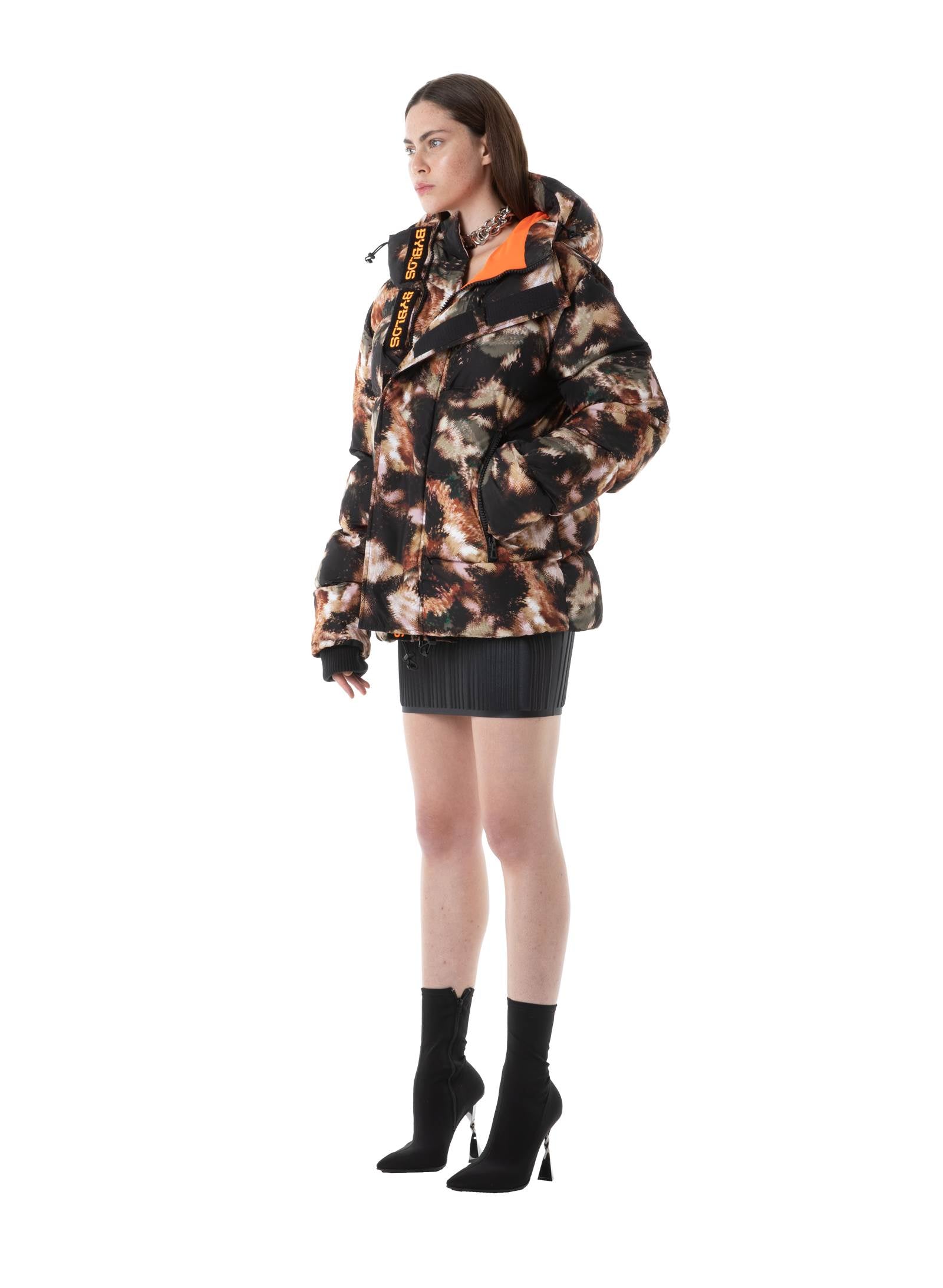 Galaxy Printed Kaki Puffer Jacket