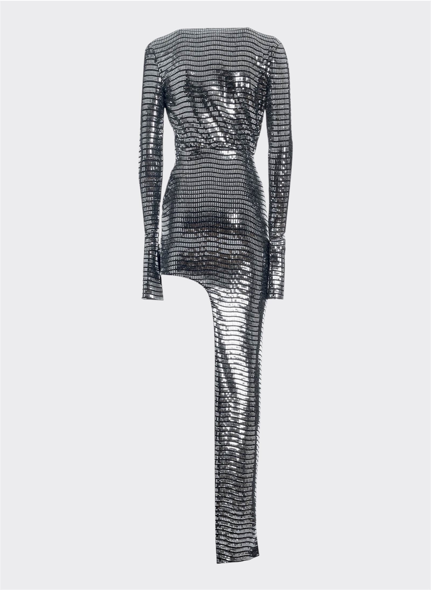 Silver Techno Paillettes Dress