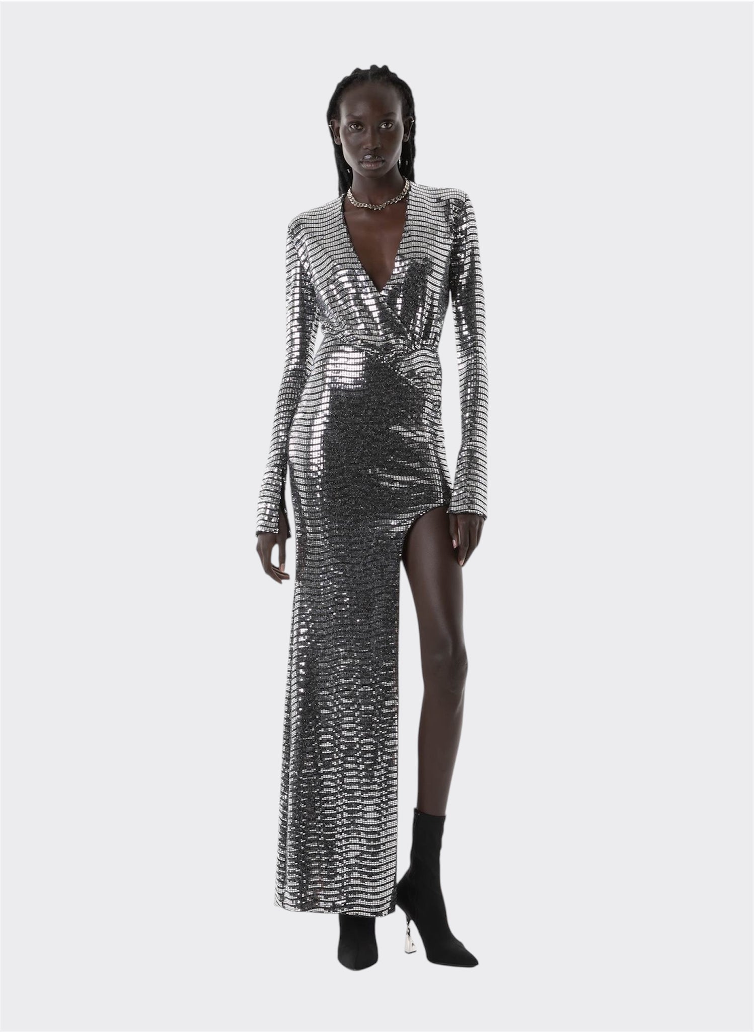 Silver Techno Paillettes Dress