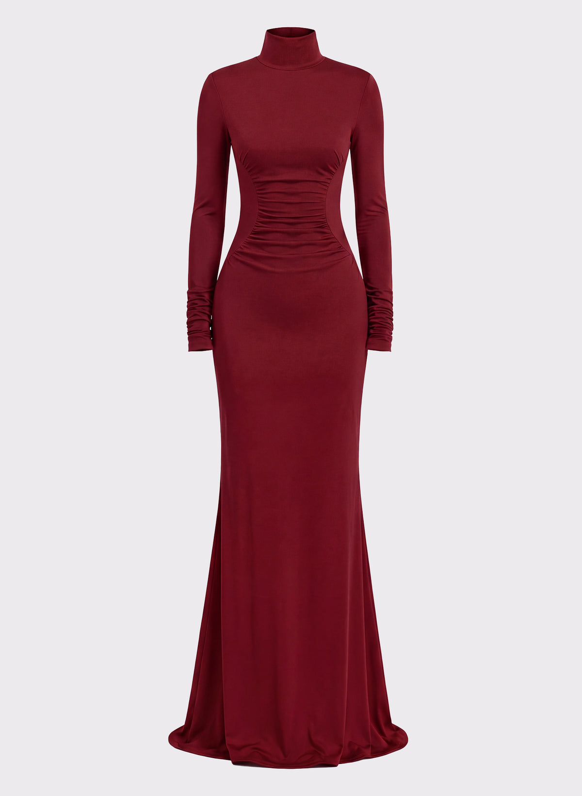 Ruched Turtleneck Maxi Dress
