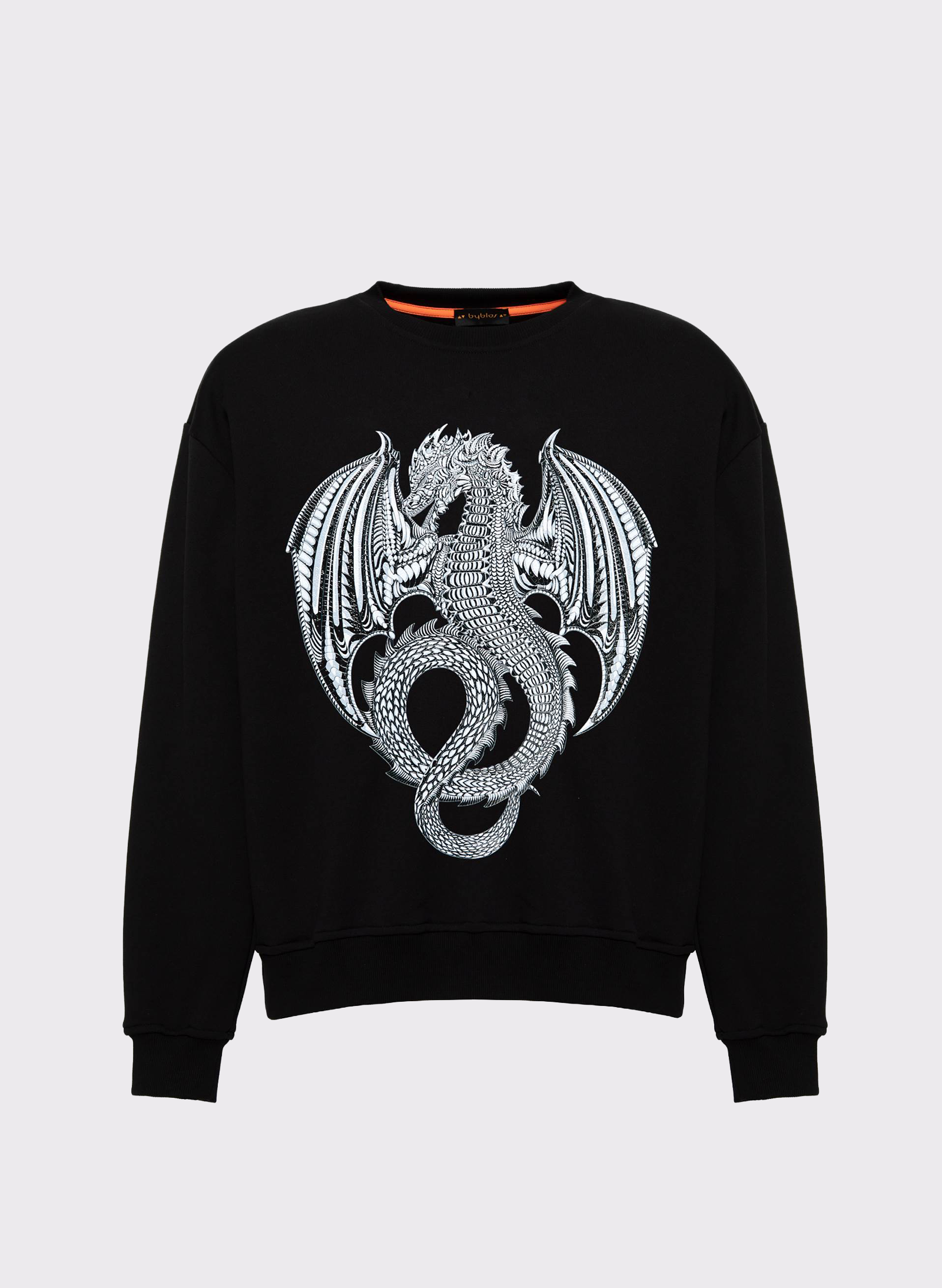Byblos Crewneck Dragon Jumper in black - back view