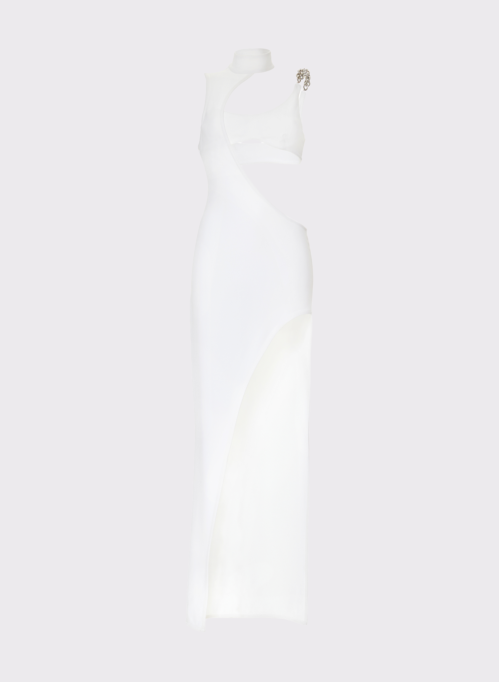 Byblos White Collar Chain Dress in white - front view