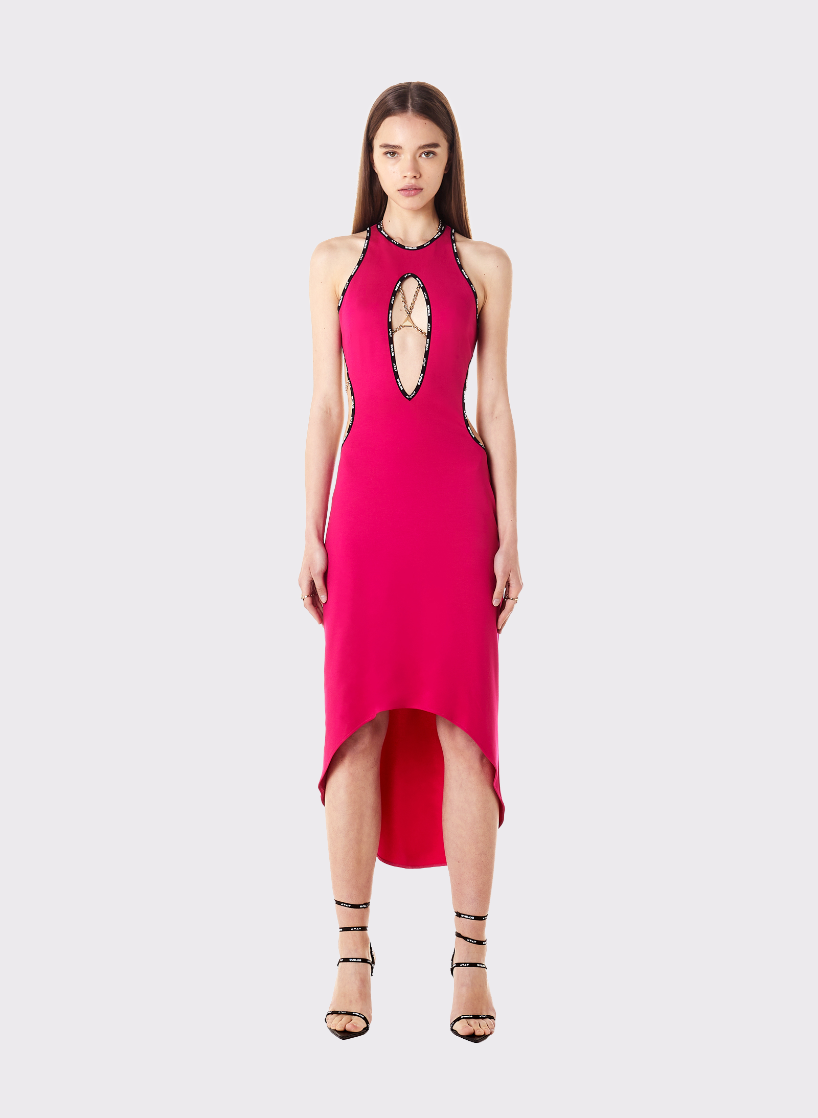 Byblos Dress Circle Cut in fuchsia - back view