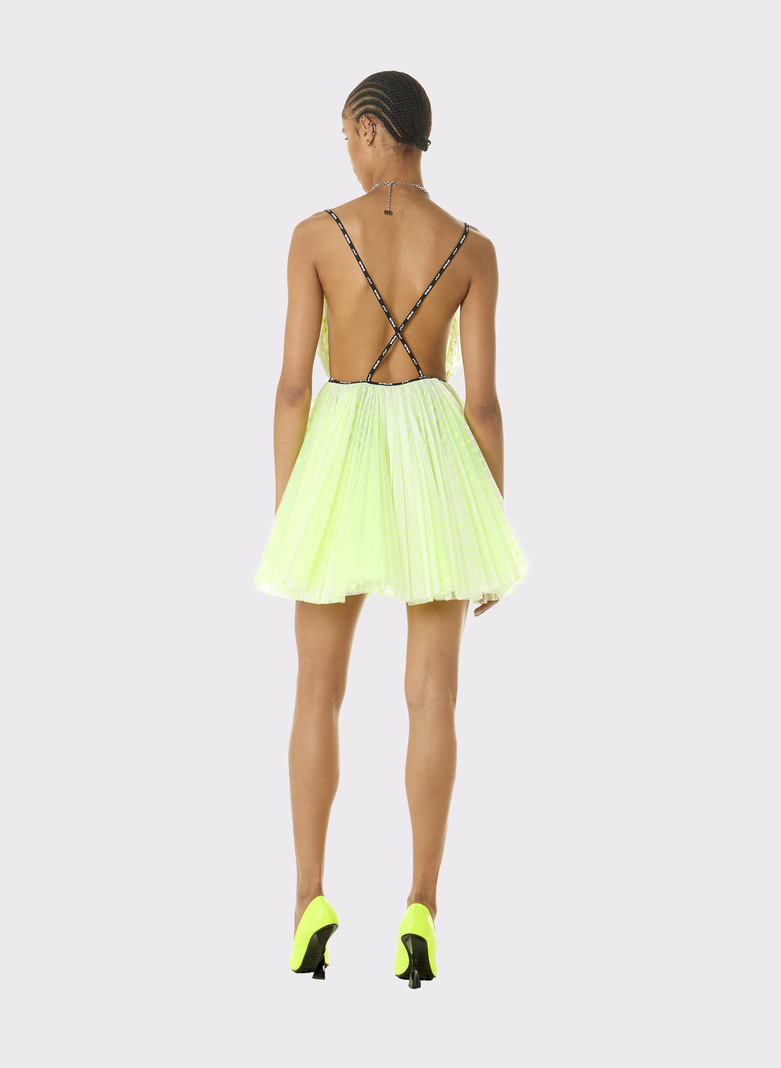 Byblos Ballerina Dress in white/lime - side view
