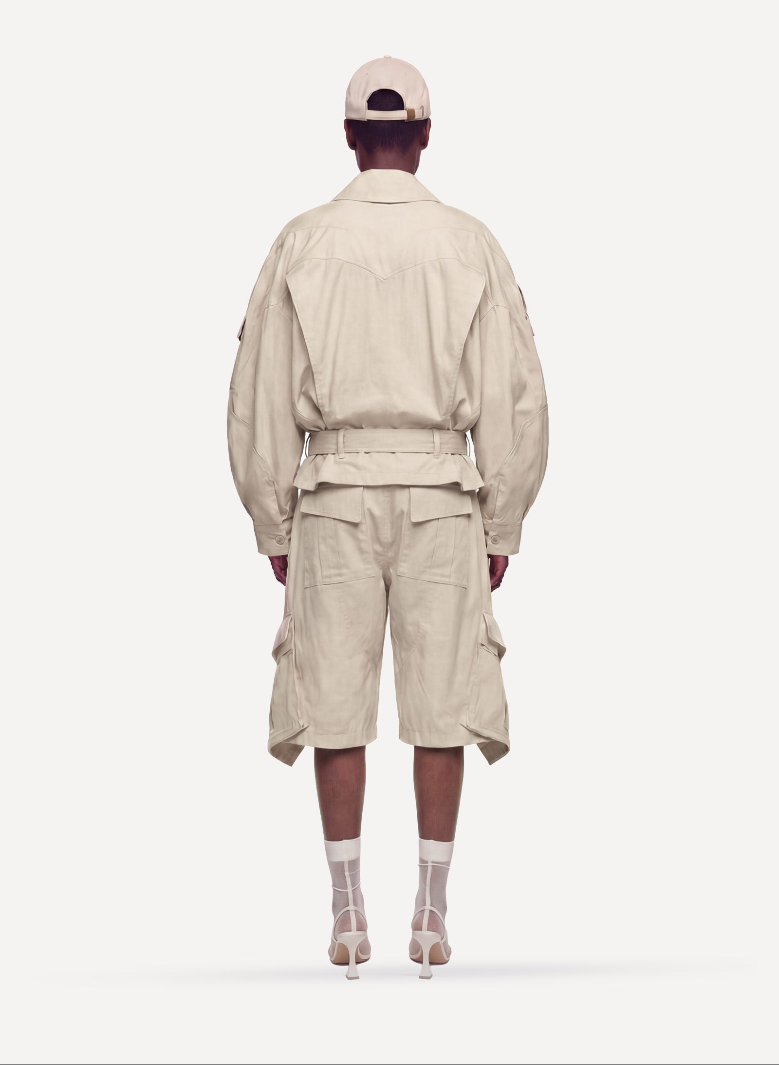 Byblos Bomber Pockets in putty - side view