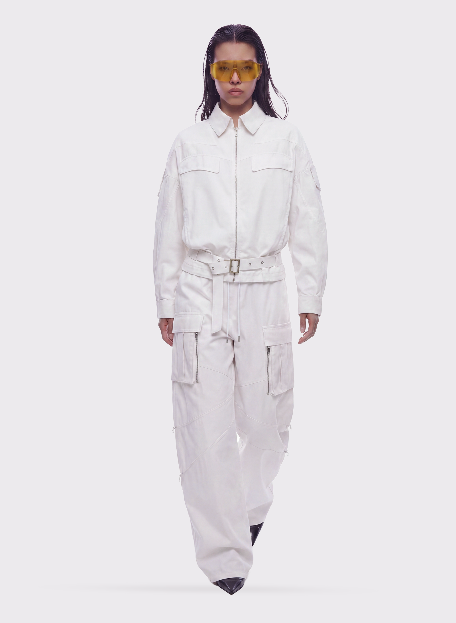 Byblos Bomber Pockets in white - side view