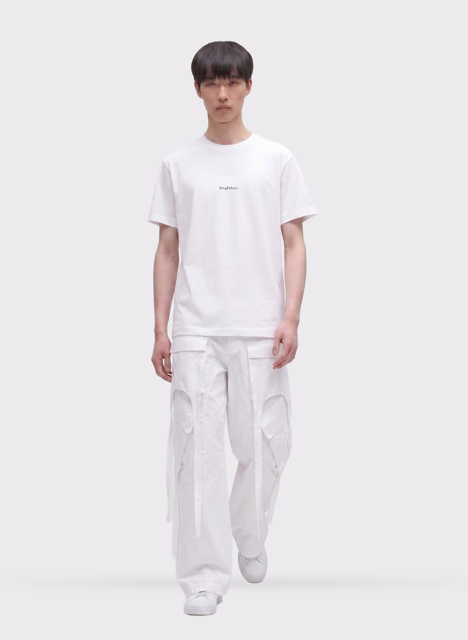 Byblos Multi Pocket Cargo Pants in white - front view