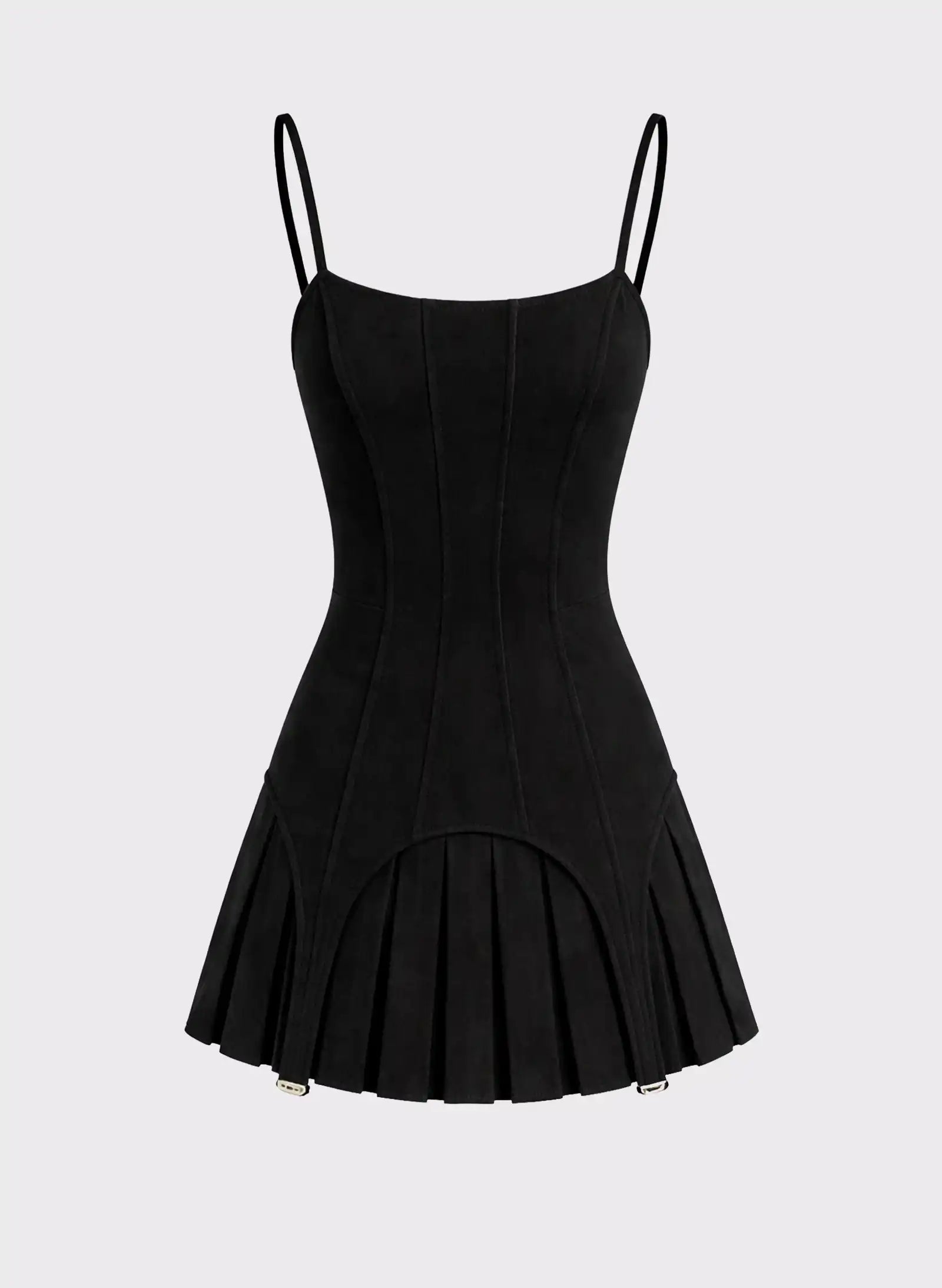 Byblos Sculpted Corset Mini Dress in black - front view