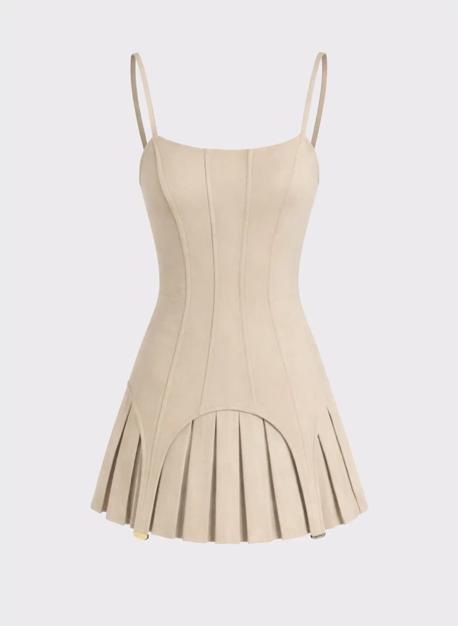 Byblos Sculpted Corset Mini Dress in putty - back view
