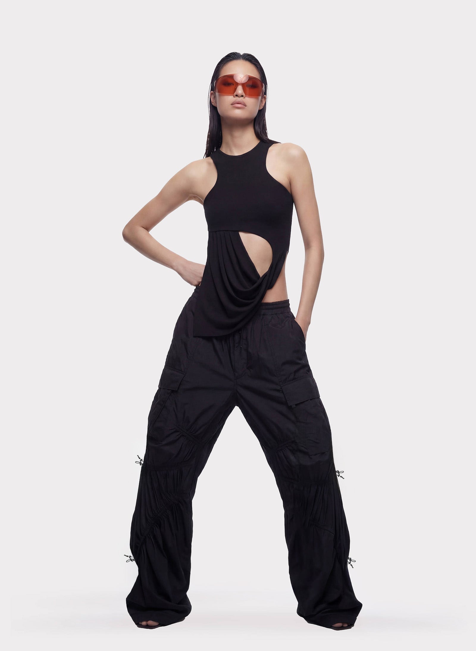 Byblos Soft cut-out top in black - front view