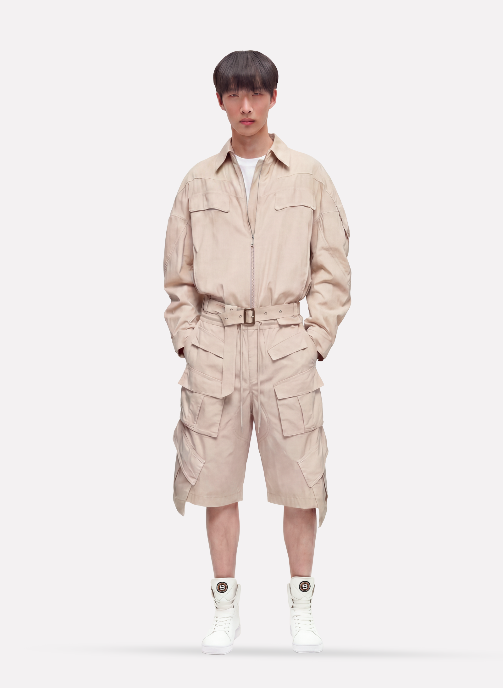 Byblos Bomber Pockets in beige - front view