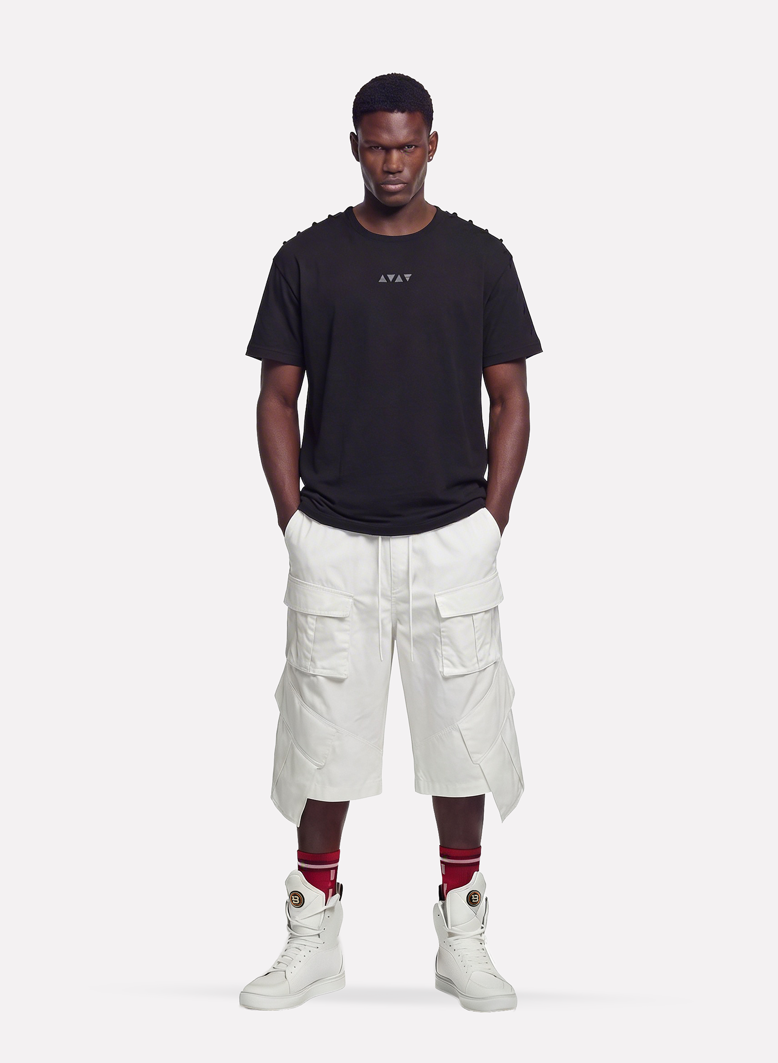 Byblos Unisex Cargo Shorts in white - back view