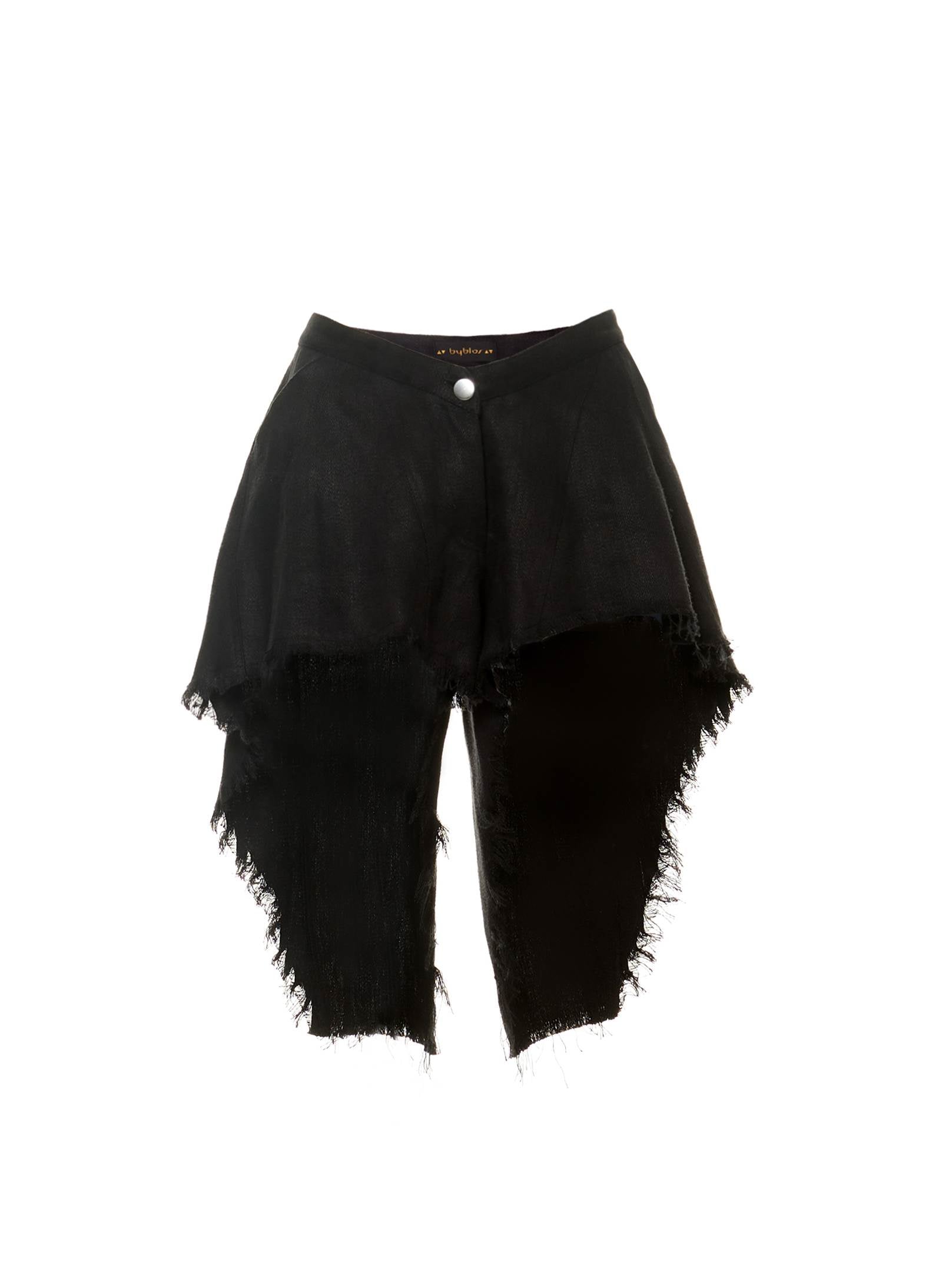 FRINGED BLACK SHORTS