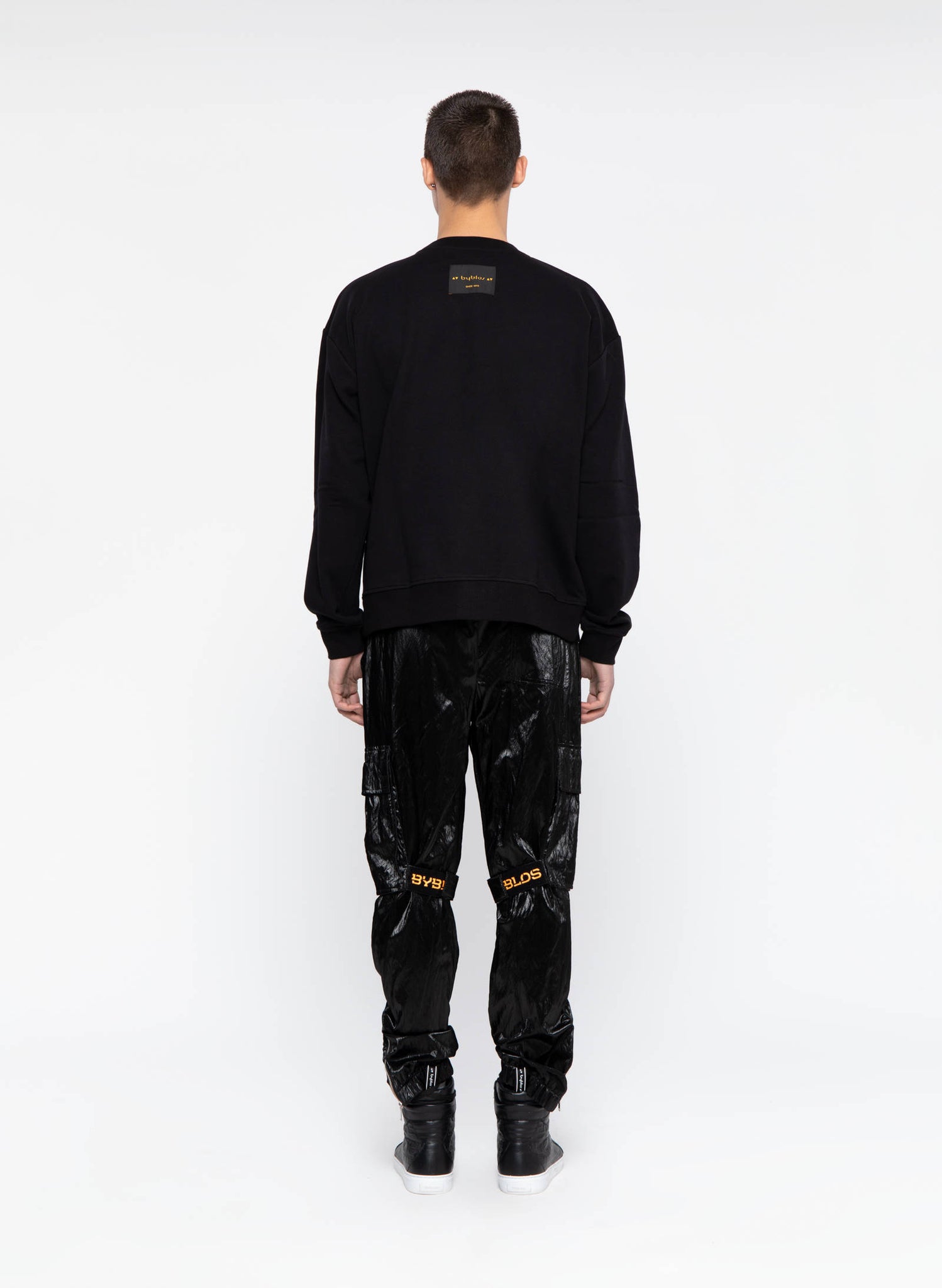 Black Shiny Cargo Pants