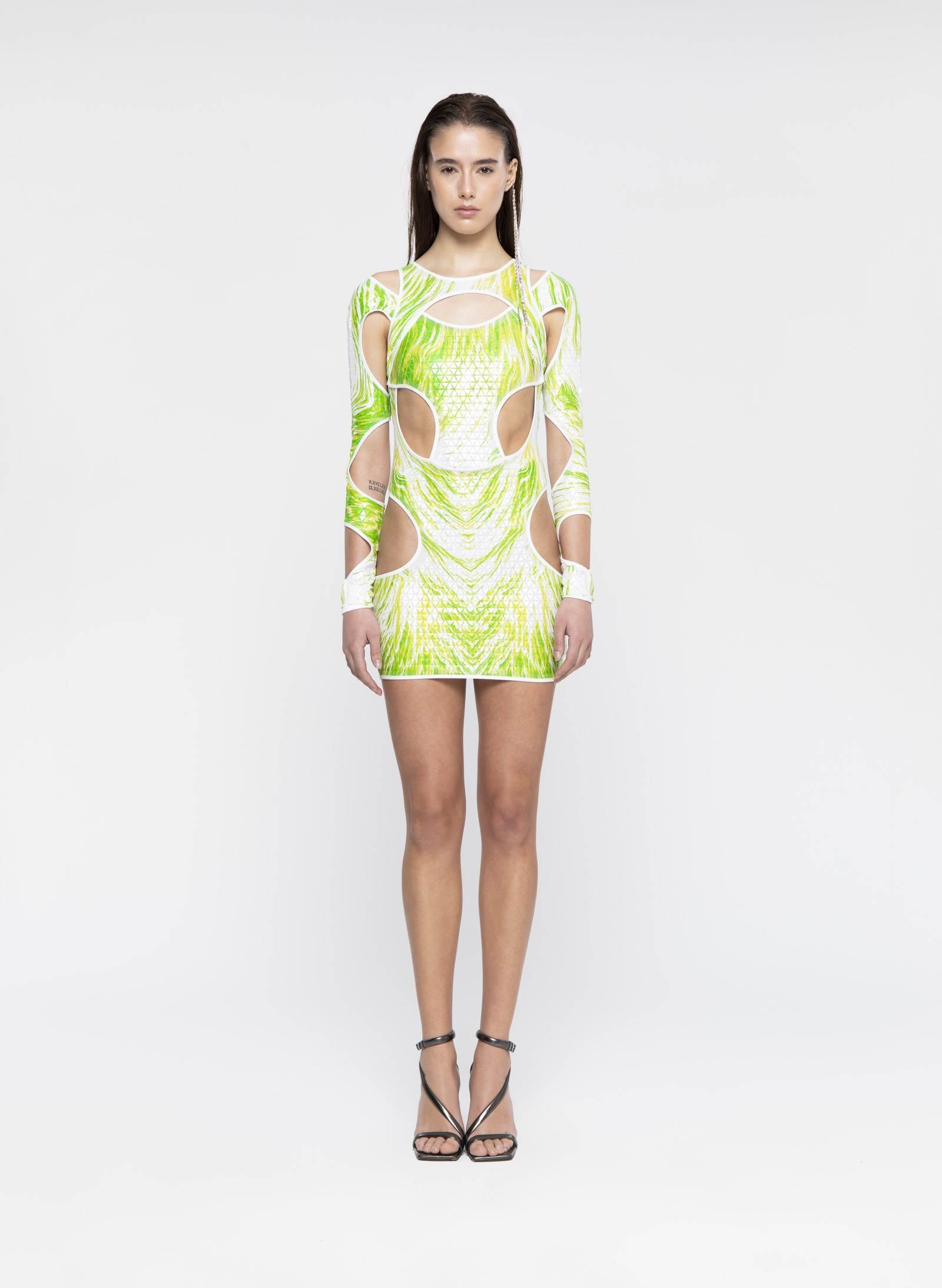 GREEN/LIME CUT OUT MINI DRESS