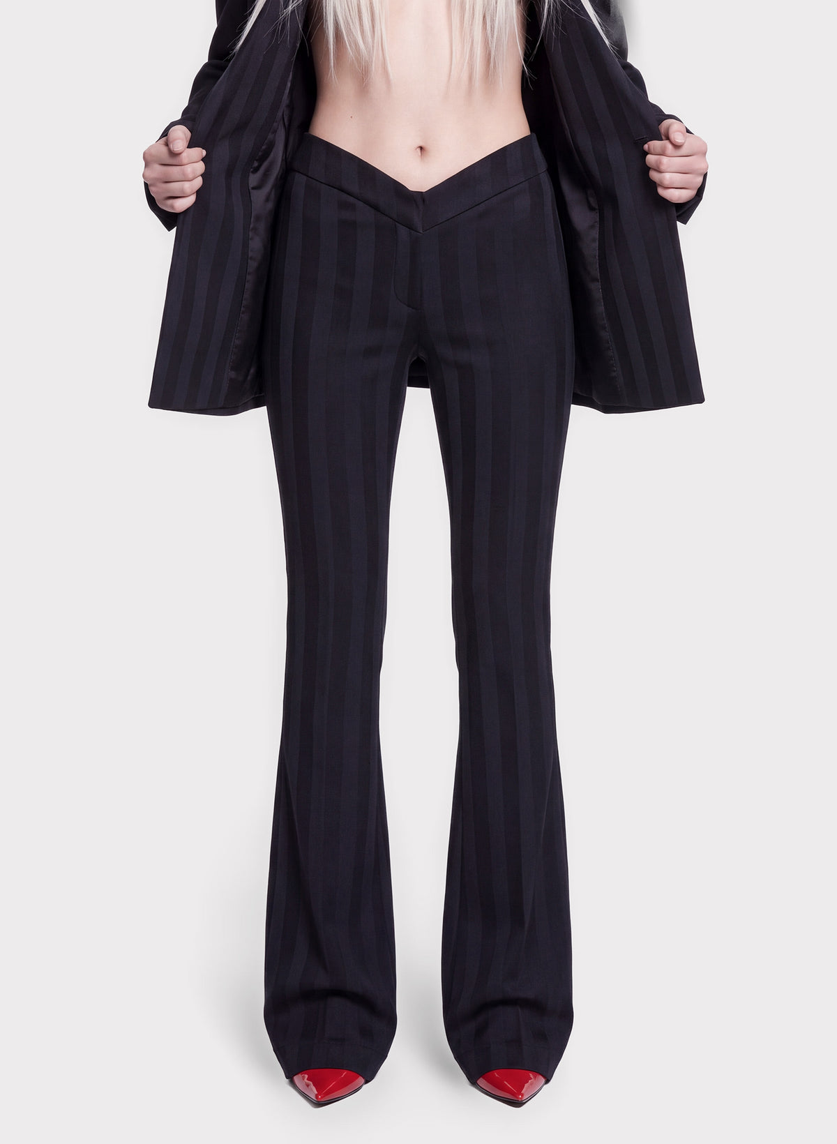 Tonal Stripe Tailored Trousers
