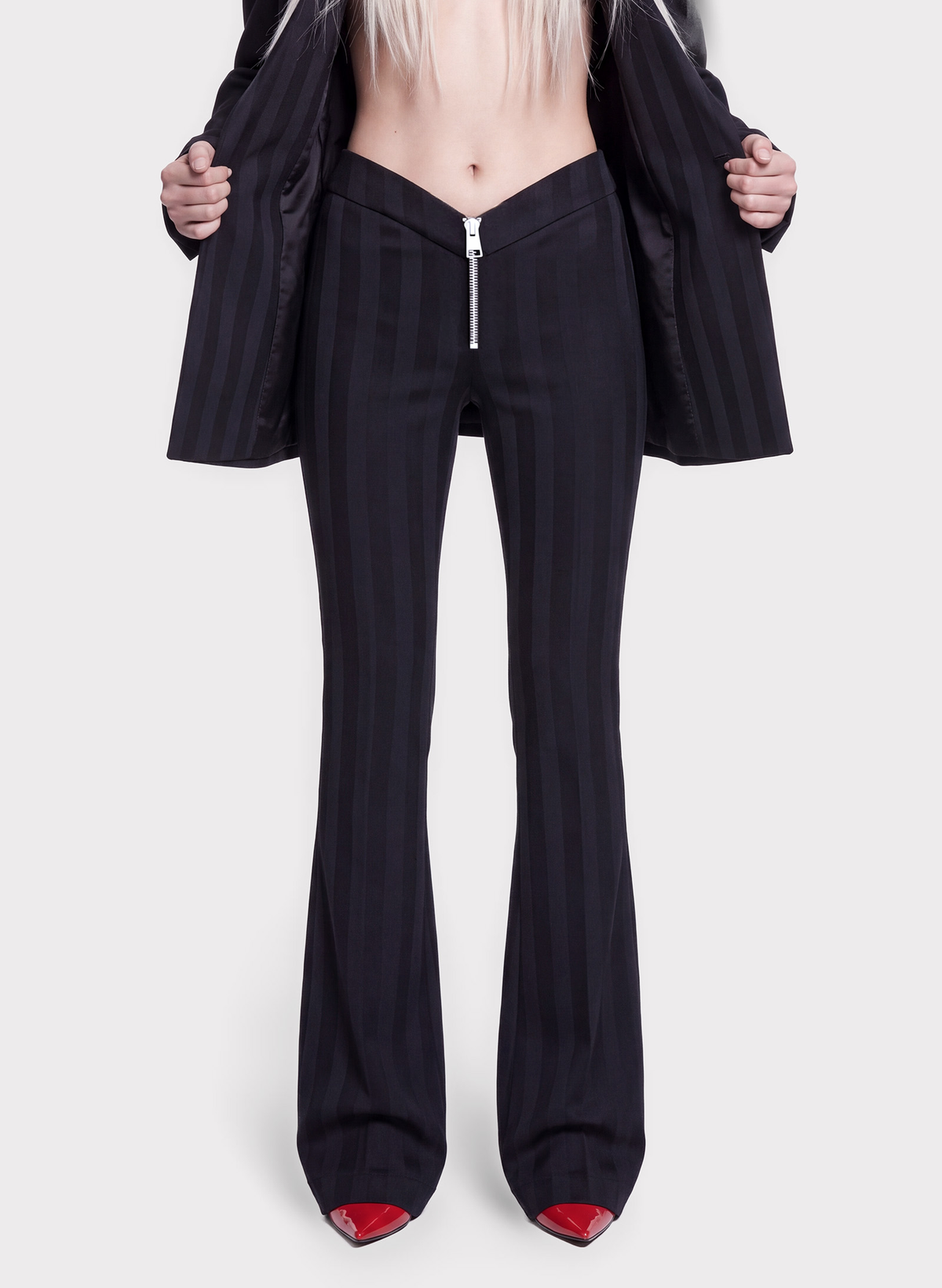 Tonal Stripe Tailored Trousers