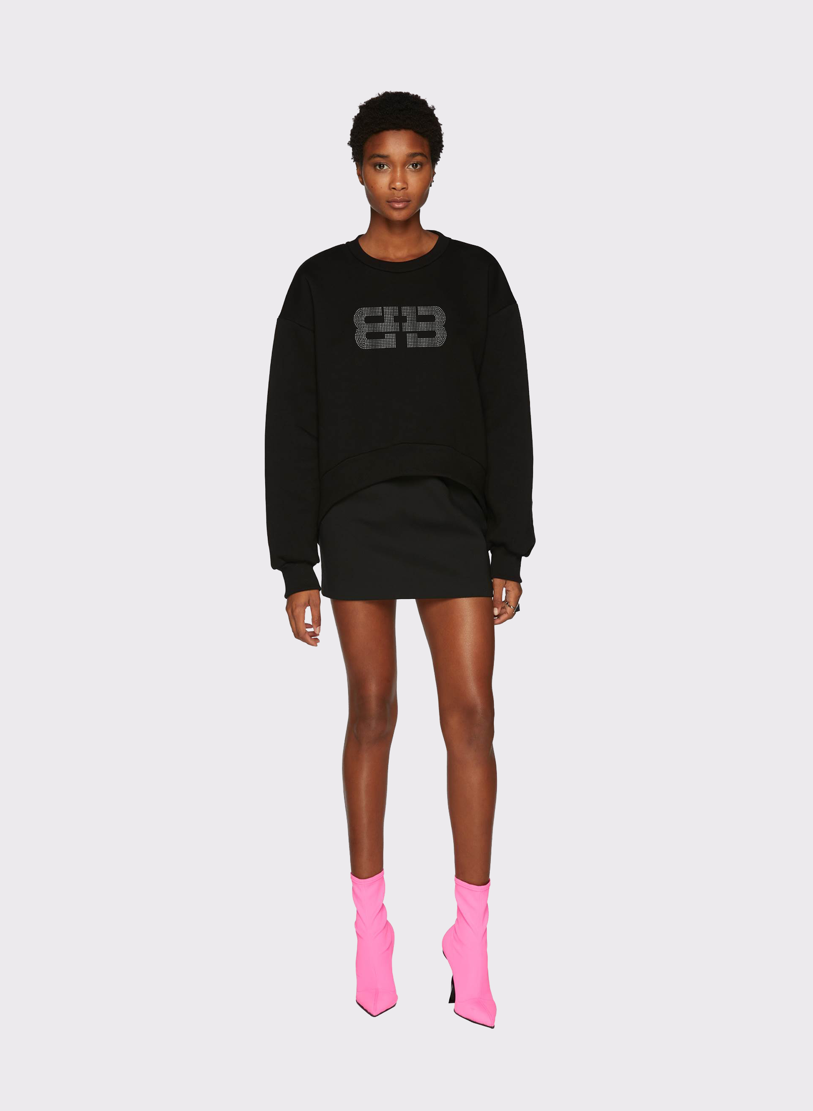 Byblos Strass Logo Crop Jumper in black - back view