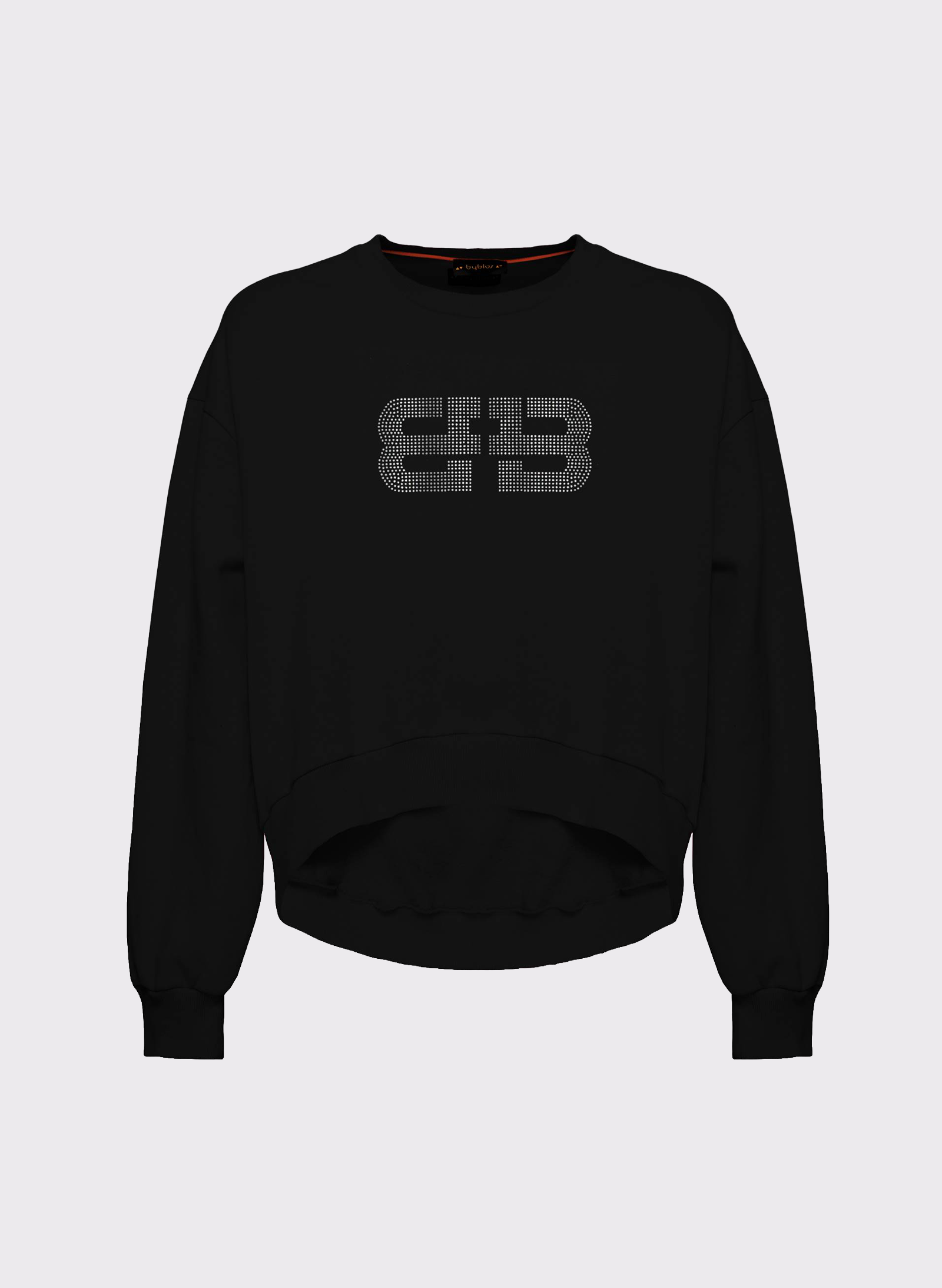 Byblos Strass Logo Crop Jumper in black - back view