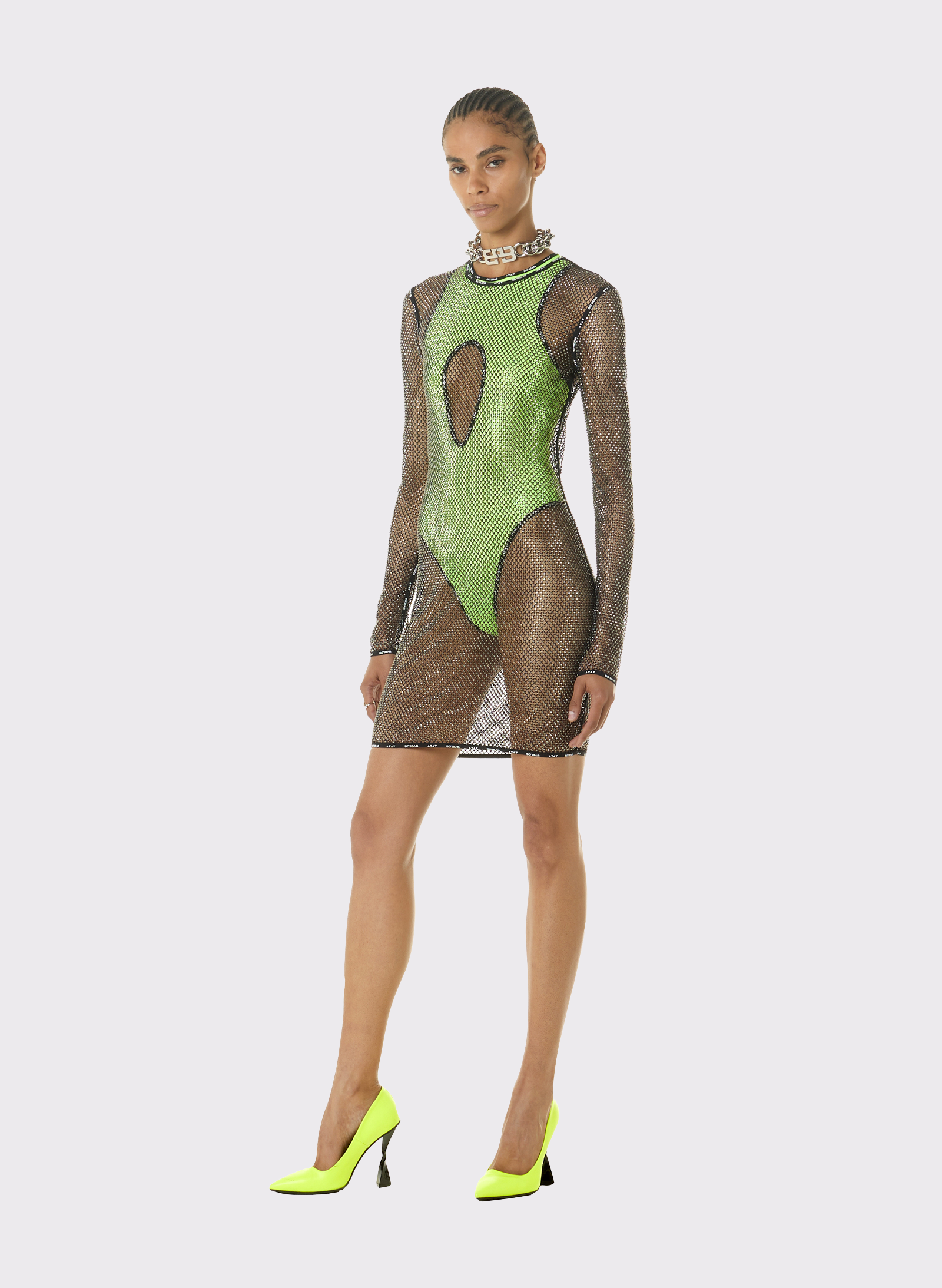 Byblos Net & Strass Dress in black - back view