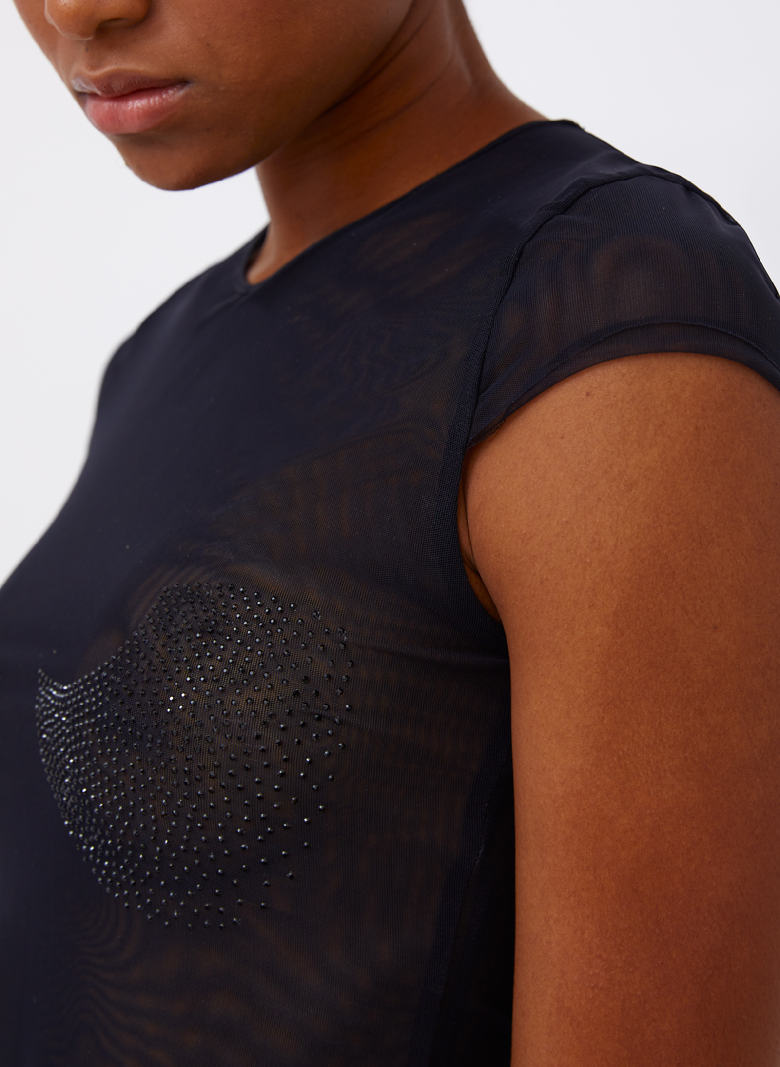 Byblos Strass Cup T-Shirt in black - front view