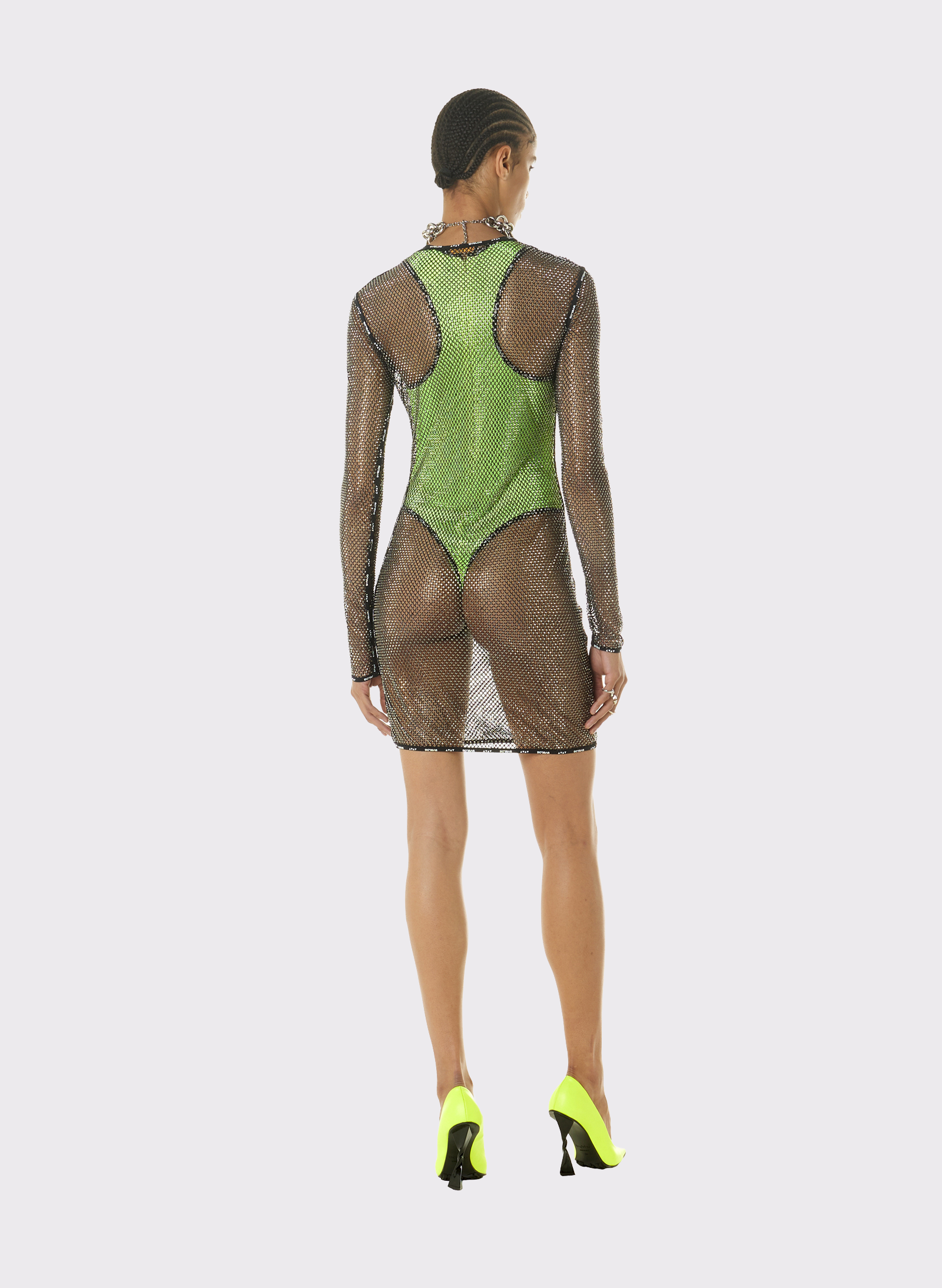 Byblos Net & Strass Dress in black - side view