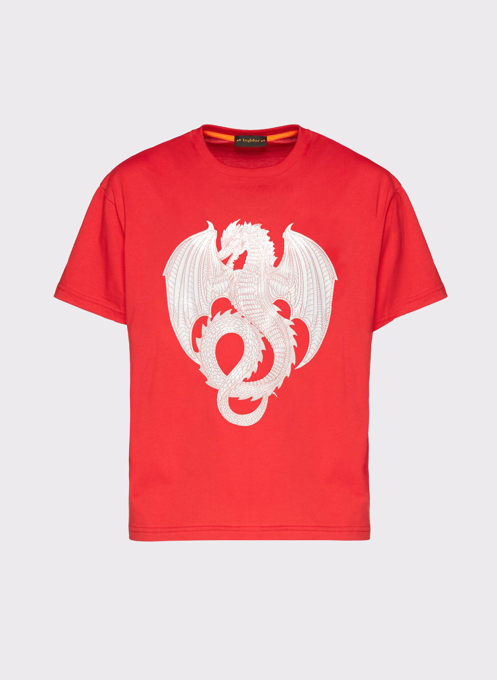 Cotton T-Shirt with Dragon Graphic Print