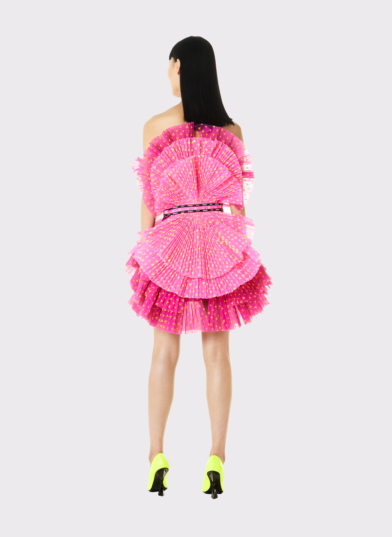 Byblos Tulle Ventagli Dress in pink/fuchsia - side view